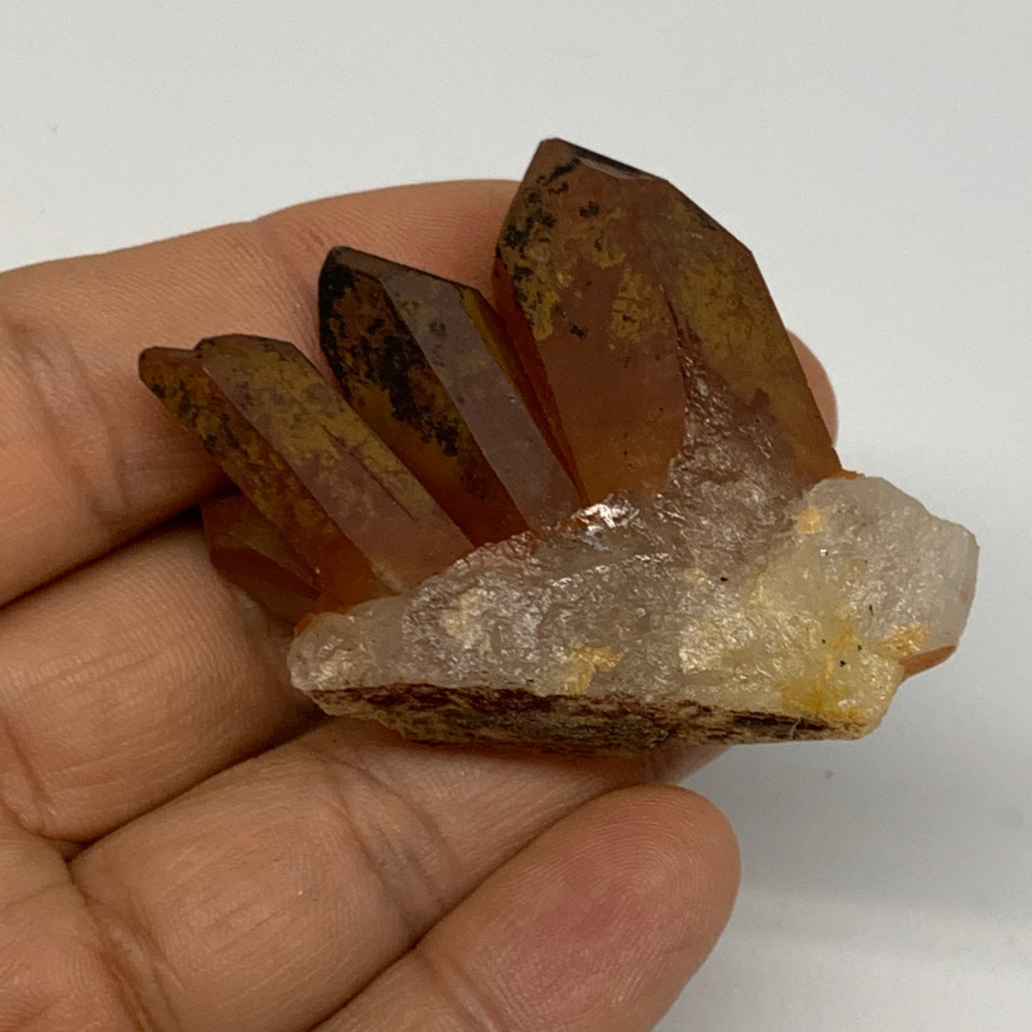 37.9g, 1.6"x1.9"x0.8", Orange Quartz Cluster Crystal Terminated @Brazil, B28903