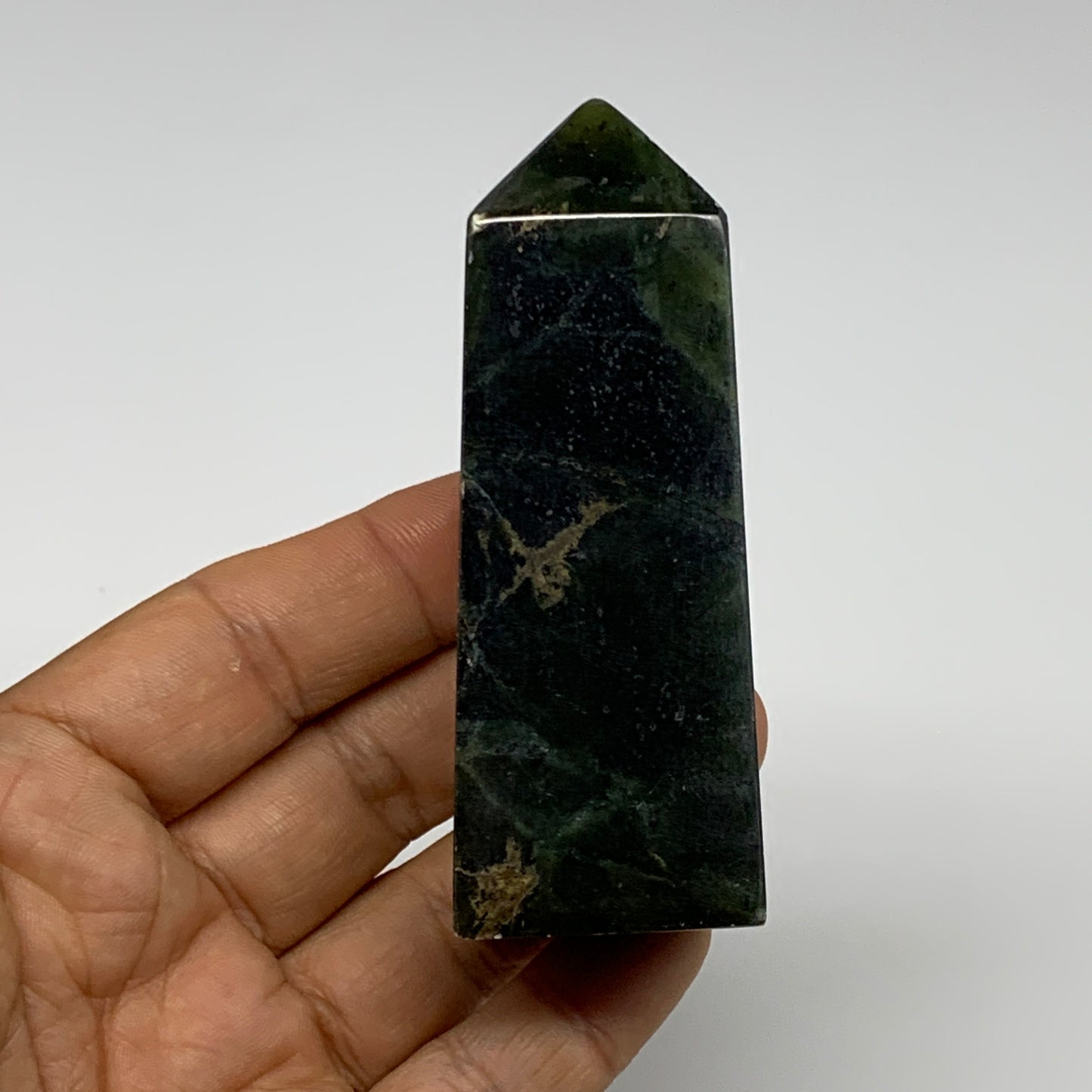 141.2g, 3.4"x1.2"x1.1", Serpentine Point Tower Obelisk Crystal @Pakistan, B29643
