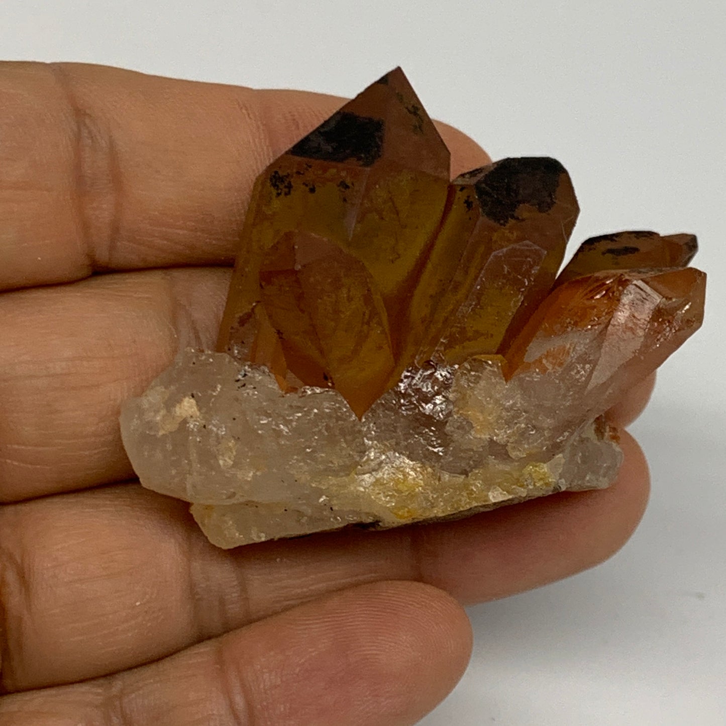 37.9g, 1.6"x1.9"x0.8", Orange Quartz Cluster Crystal Terminated @Brazil, B28903