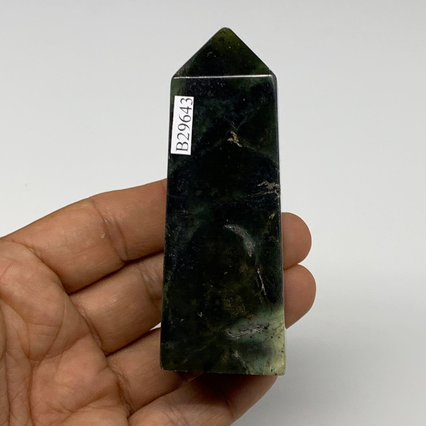 141.2g, 3.4"x1.2"x1.1", Serpentine Point Tower Obelisk Crystal @Pakistan, B29643