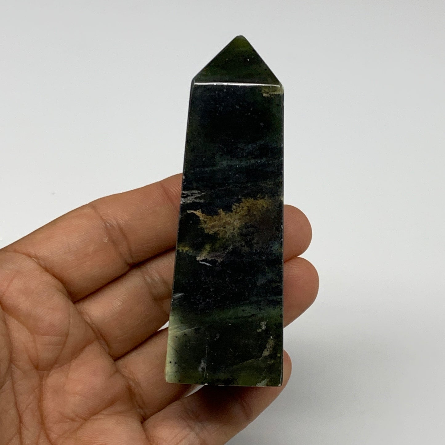 141.2g, 3.4"x1.2"x1.1", Serpentine Point Tower Obelisk Crystal @Pakistan, B29643