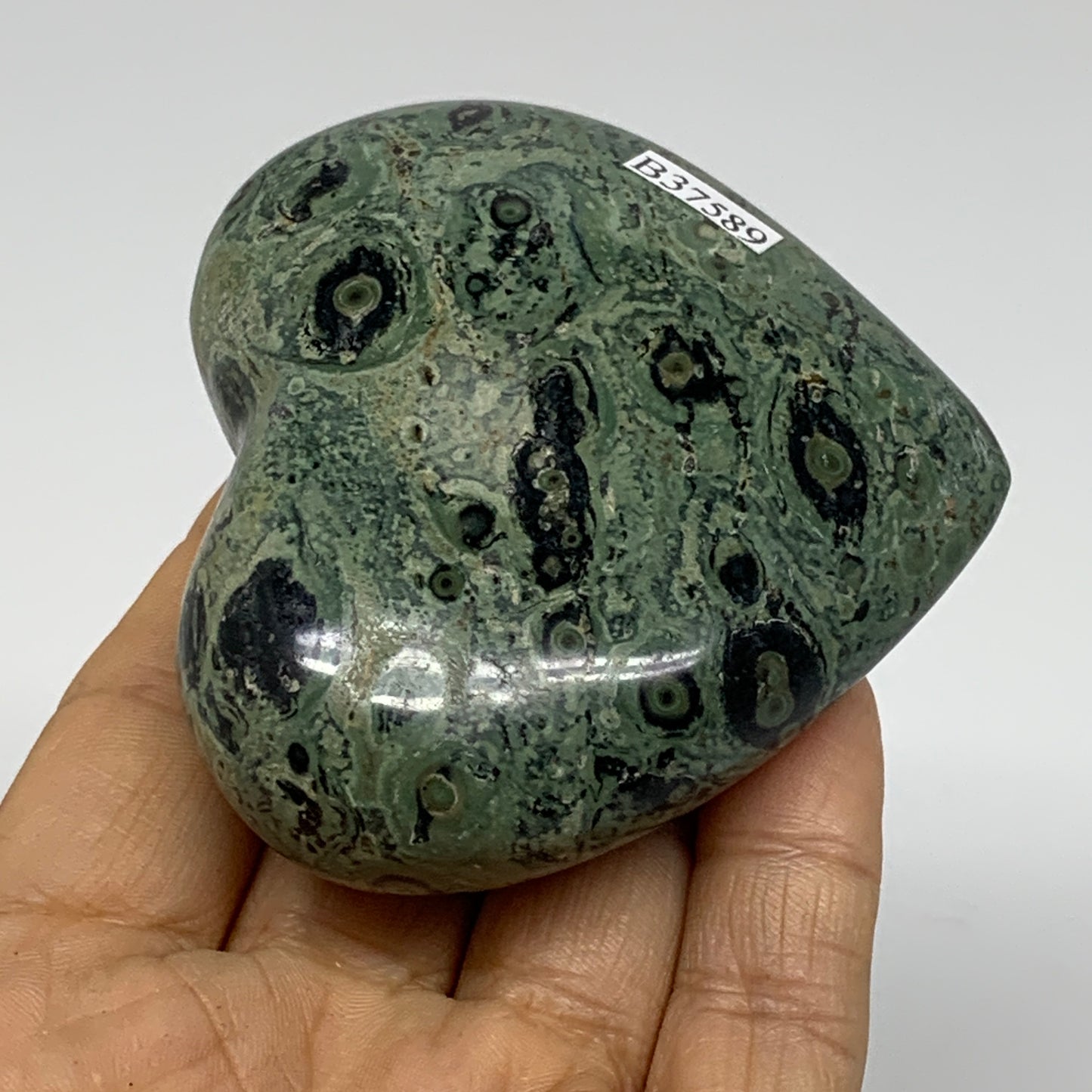 0.40 lbs, 2.6"x2.9"x1.1", Kambaba Jasper Heart Crocodile Polished Crystal, B3758