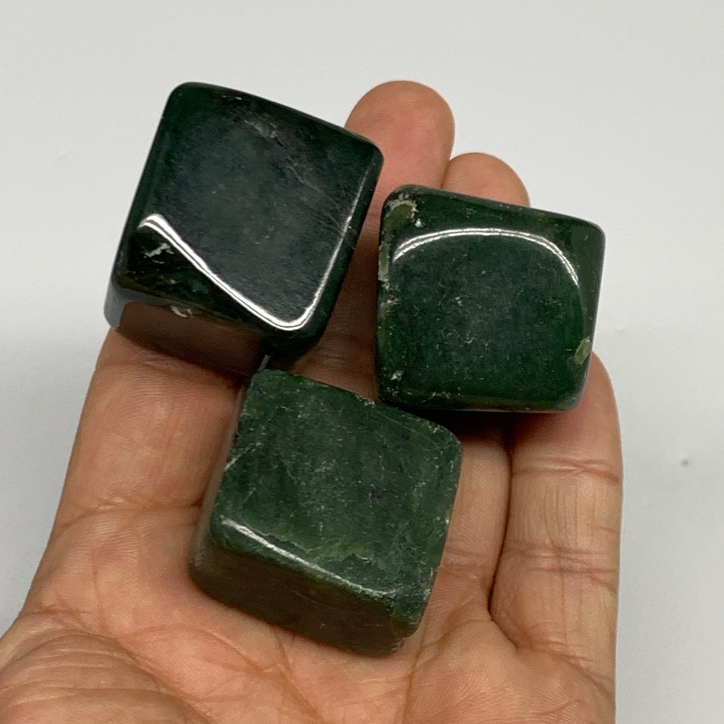158.8g, 1.1"-1.2", 3pcs, Natural Nephrite Jade Tumbled Stone @Afghanistan,B31909