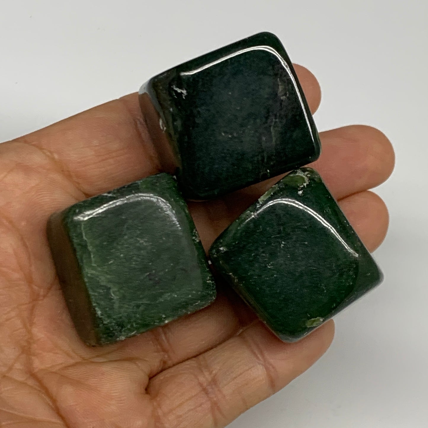 158.8g, 1.1"-1.2", 3pcs, Natural Nephrite Jade Tumbled Stone @Afghanistan,B31909
