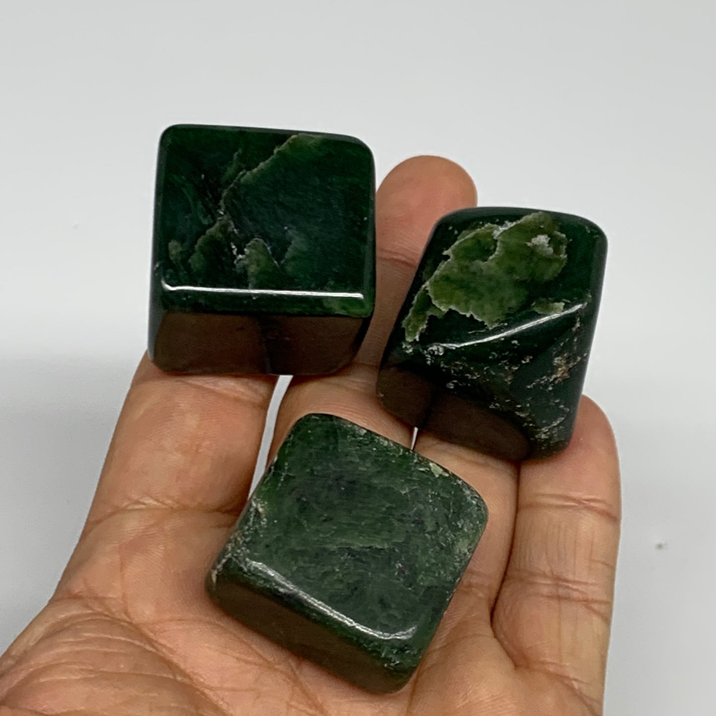 158.8g, 1.1"-1.2", 3pcs, Natural Nephrite Jade Tumbled Stone @Afghanistan,B31909