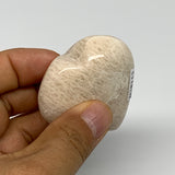 71.9g, 2"x2"x0.9", Peach Moonstone Heart Crystal Polished Gemstone, B28113
