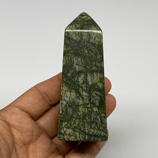 195.4g, 3.5"x1.4"x1.4", Serpentine Point Tower Obelisk Crystal @Pakistan, B29642