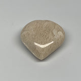 71.9g, 2"x2"x0.9", Peach Moonstone Heart Crystal Polished Gemstone, B28113
