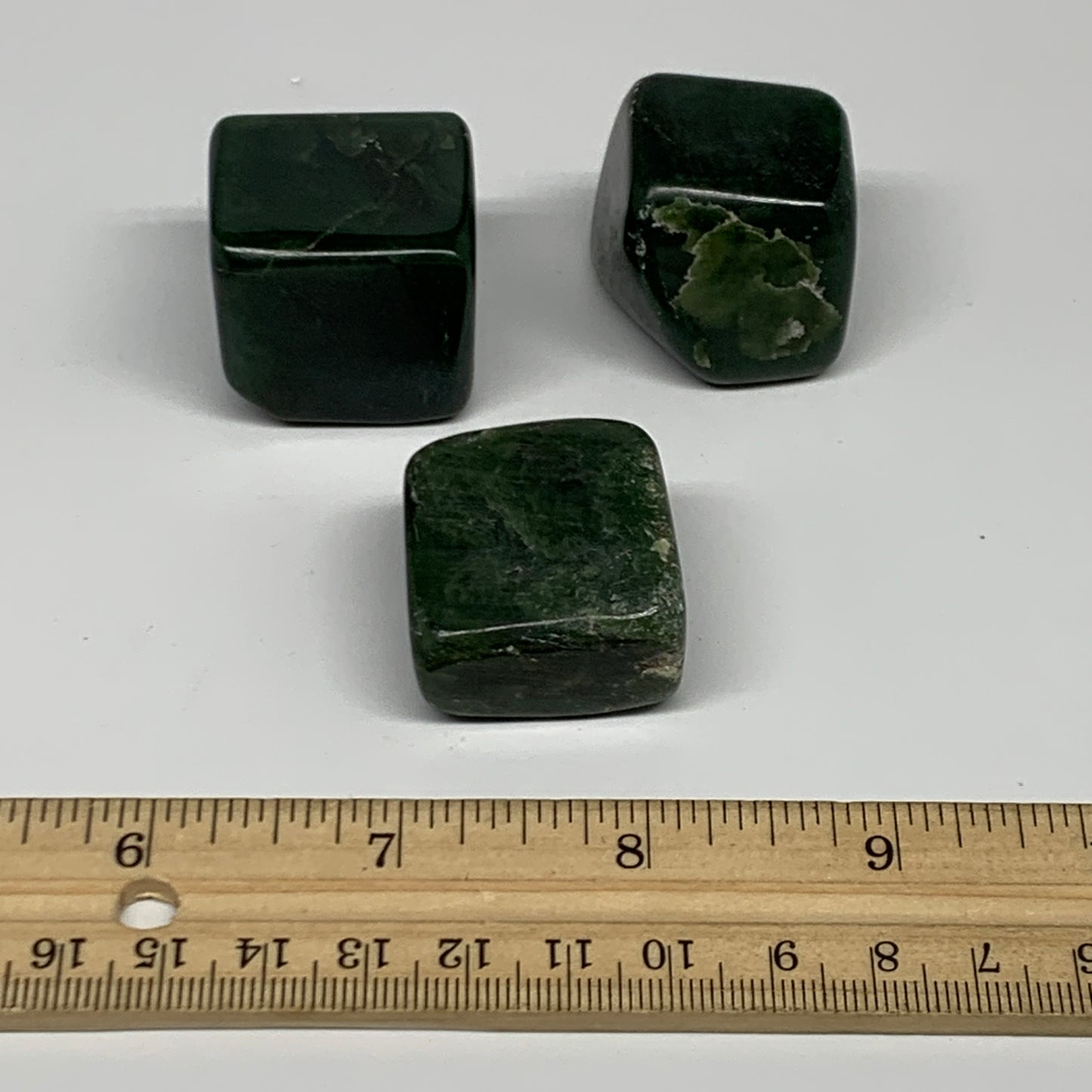 158.8g, 1.1"-1.2", 3pcs, Natural Nephrite Jade Tumbled Stone @Afghanistan,B31909