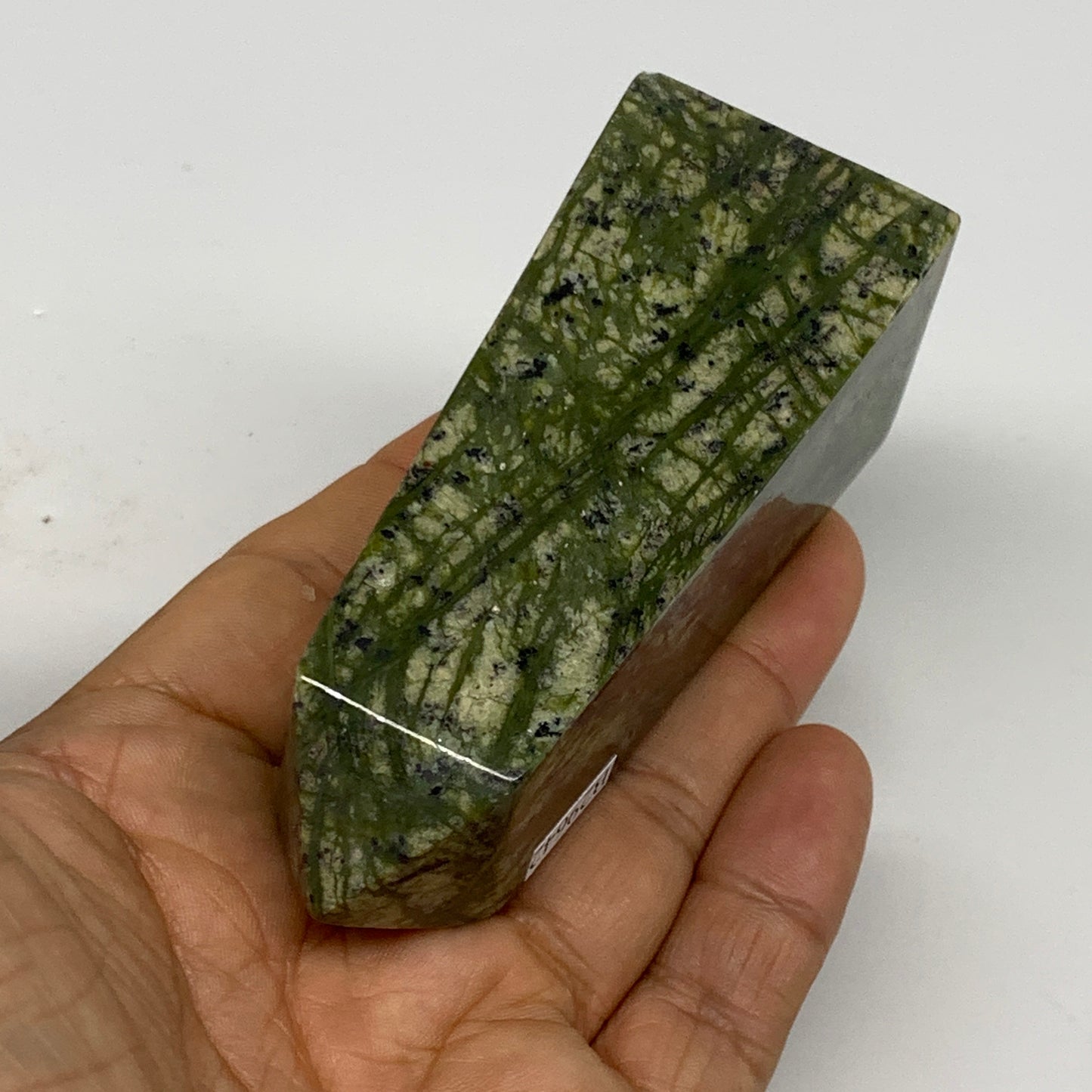 195.4g, 3.5"x1.4"x1.4", Serpentine Point Tower Obelisk Crystal @Pakistan, B29642