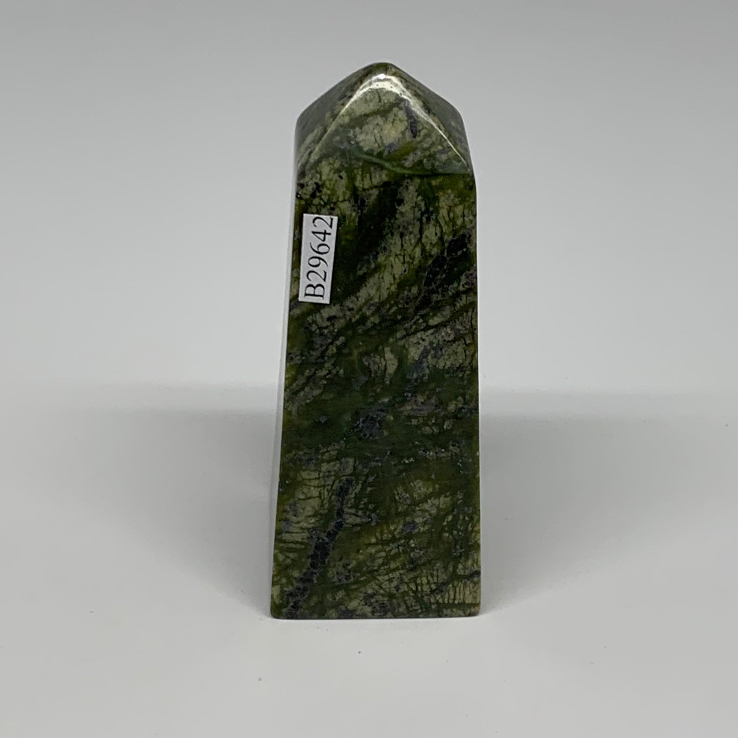 195.4g, 3.5"x1.4"x1.4", Serpentine Point Tower Obelisk Crystal @Pakistan, B29642