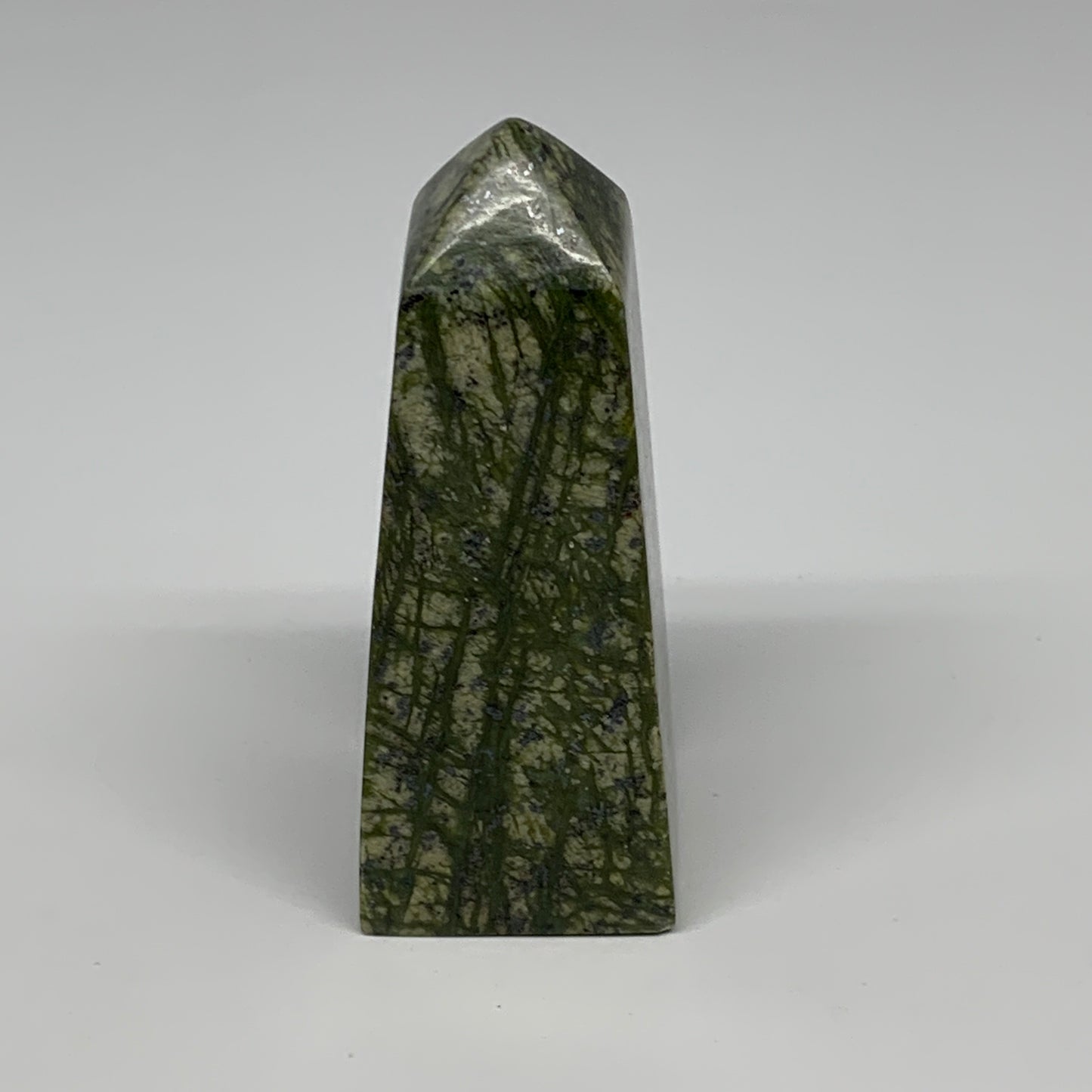 195.4g, 3.5"x1.4"x1.4", Serpentine Point Tower Obelisk Crystal @Pakistan, B29642