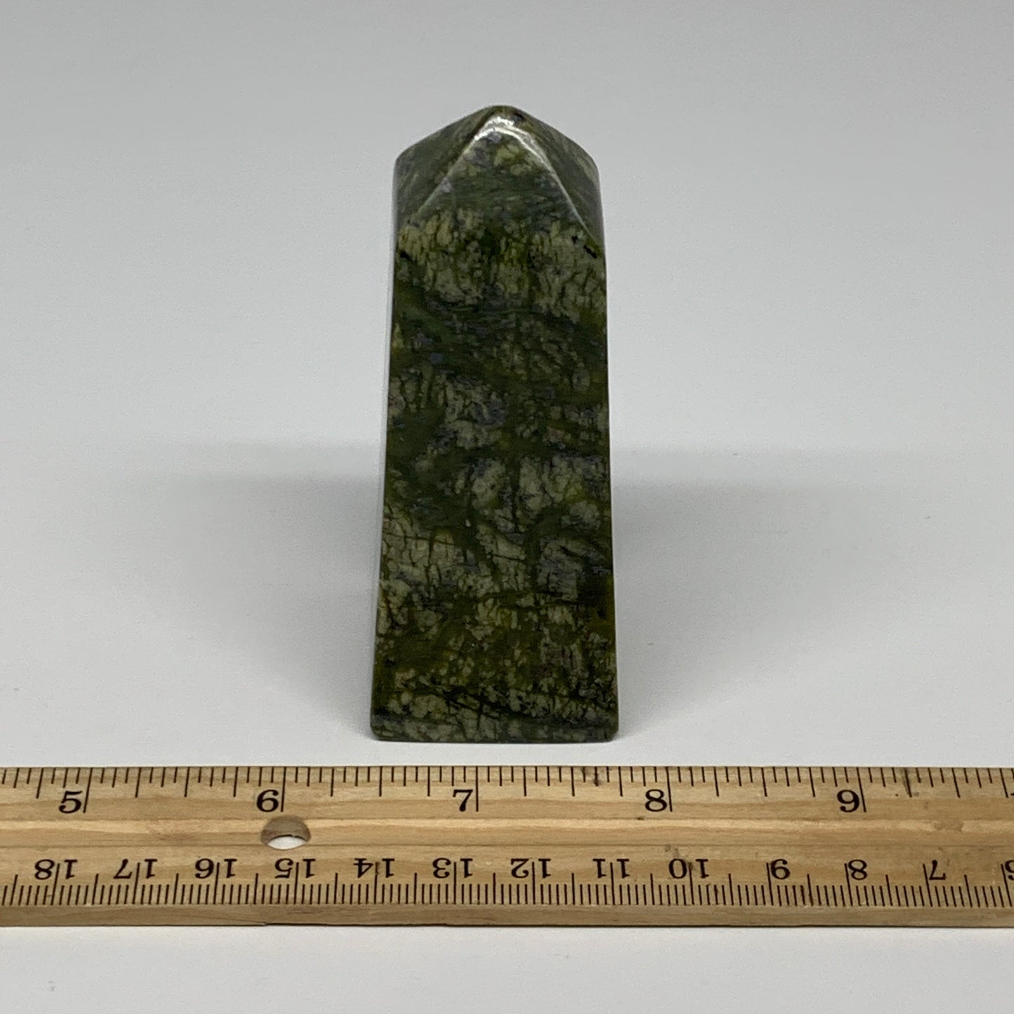 195.4g, 3.5"x1.4"x1.4", Serpentine Point Tower Obelisk Crystal @Pakistan, B29642