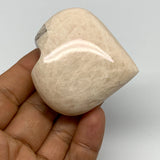 89.5g, 2.2"x2.2"x0.9", Peach Moonstone Heart Crystal Polished Gemstone, B28114