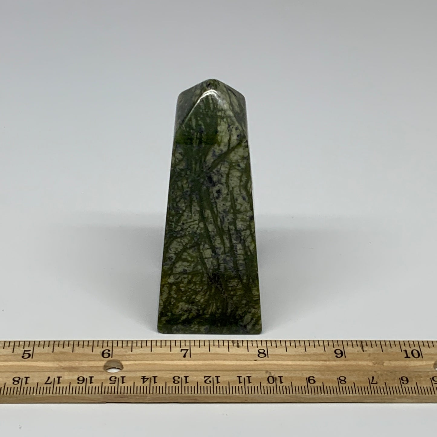 195.4g, 3.5"x1.4"x1.4", Serpentine Point Tower Obelisk Crystal @Pakistan, B29642