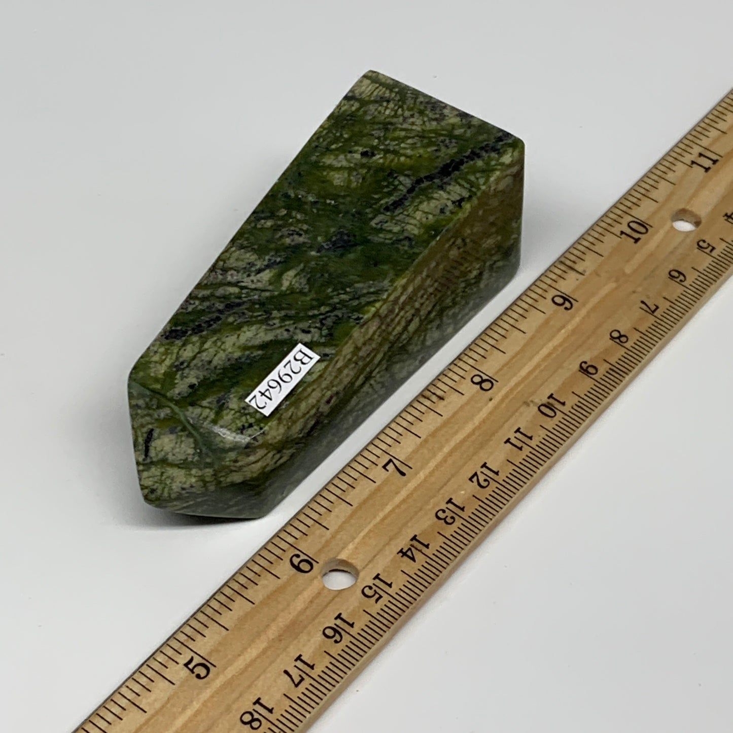 195.4g, 3.5"x1.4"x1.4", Serpentine Point Tower Obelisk Crystal @Pakistan, B29642