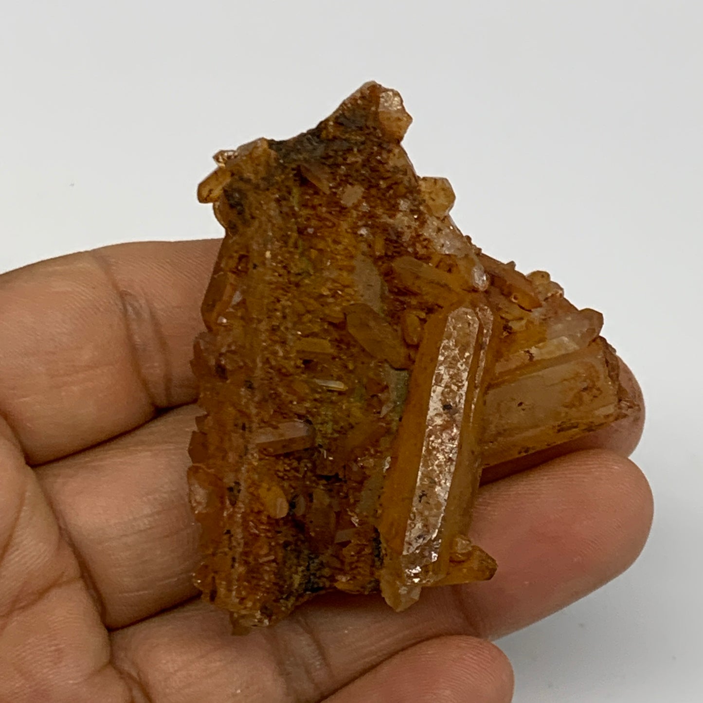41.4g, 2.3"x1.8"x0.8", Orange Quartz Cluster Crystal Terminated @Brazil, B28905