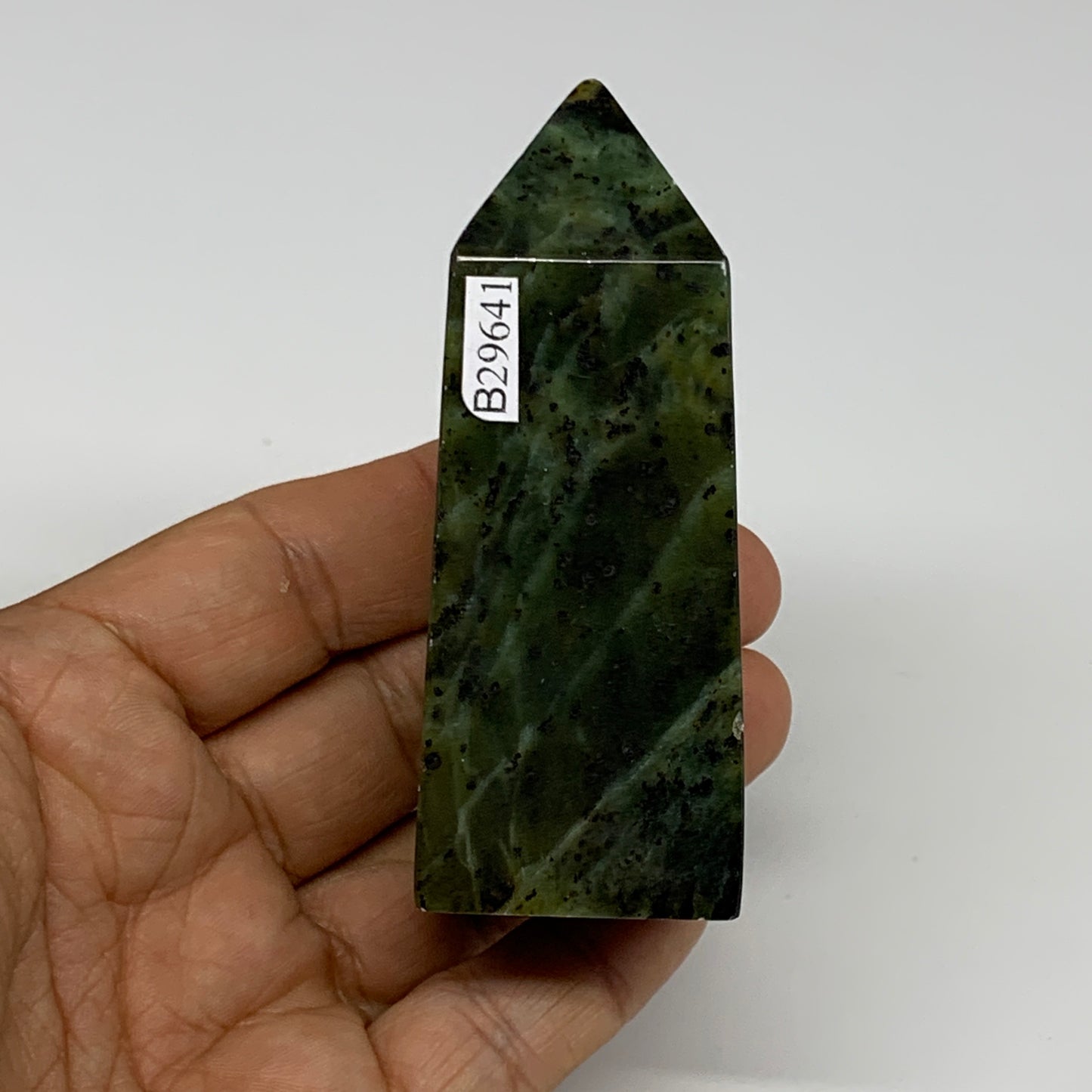 168.1g, 3.2"x1.2"x1.3", Serpentine Point Tower Obelisk Crystal @Pakistan, B29641