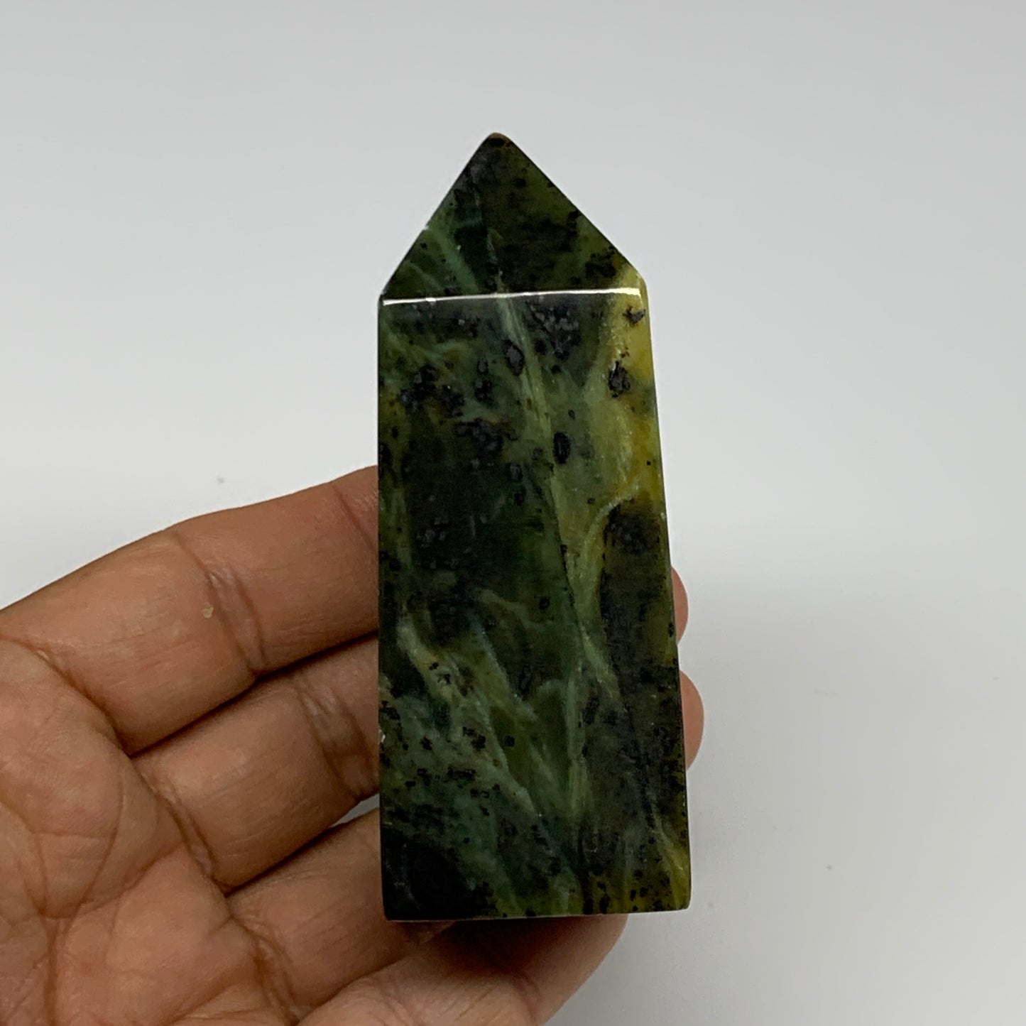 168.1g, 3.2"x1.2"x1.3", Serpentine Point Tower Obelisk Crystal @Pakistan, B29641