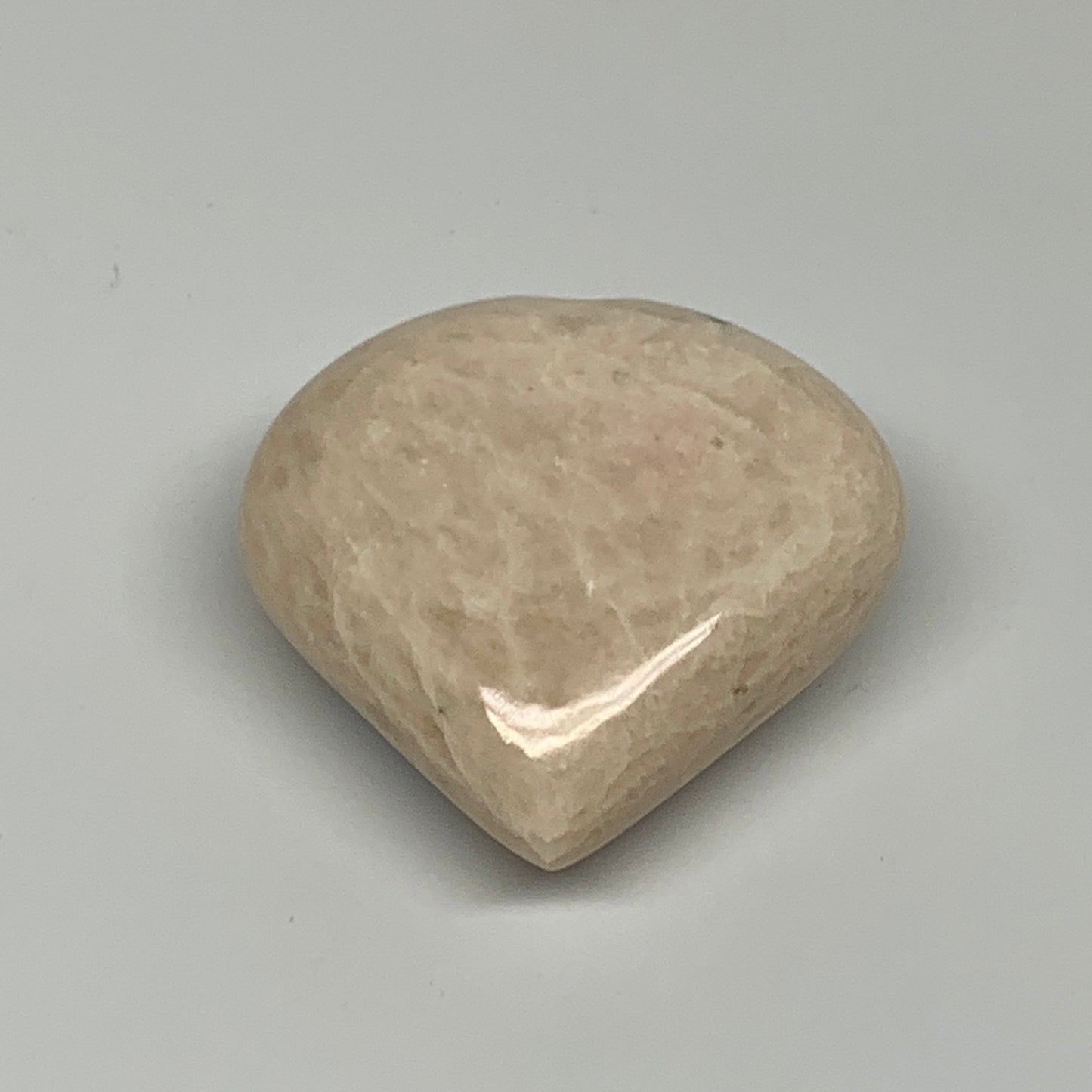 89.5g, 2.2"x2.2"x0.9", Peach Moonstone Heart Crystal Polished Gemstone, B28114