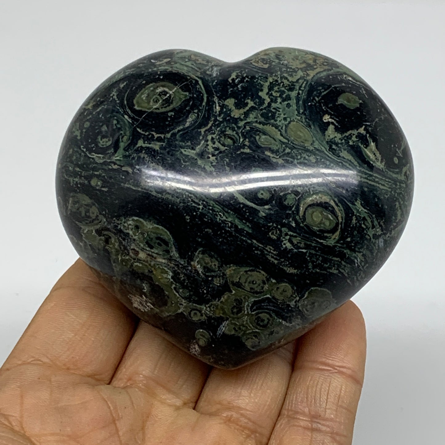 0.63 lbs, 2.7"x3"x1.6", Kambaba Jasper Heart Crocodile Polished Crystal, B37592