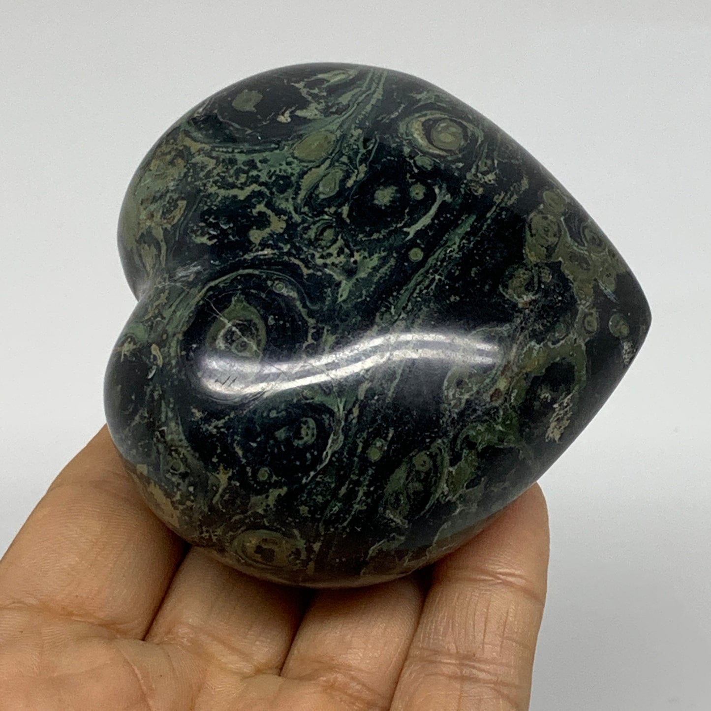 0.63 lbs, 2.7"x3"x1.6", Kambaba Jasper Heart Crocodile Polished Crystal, B37592