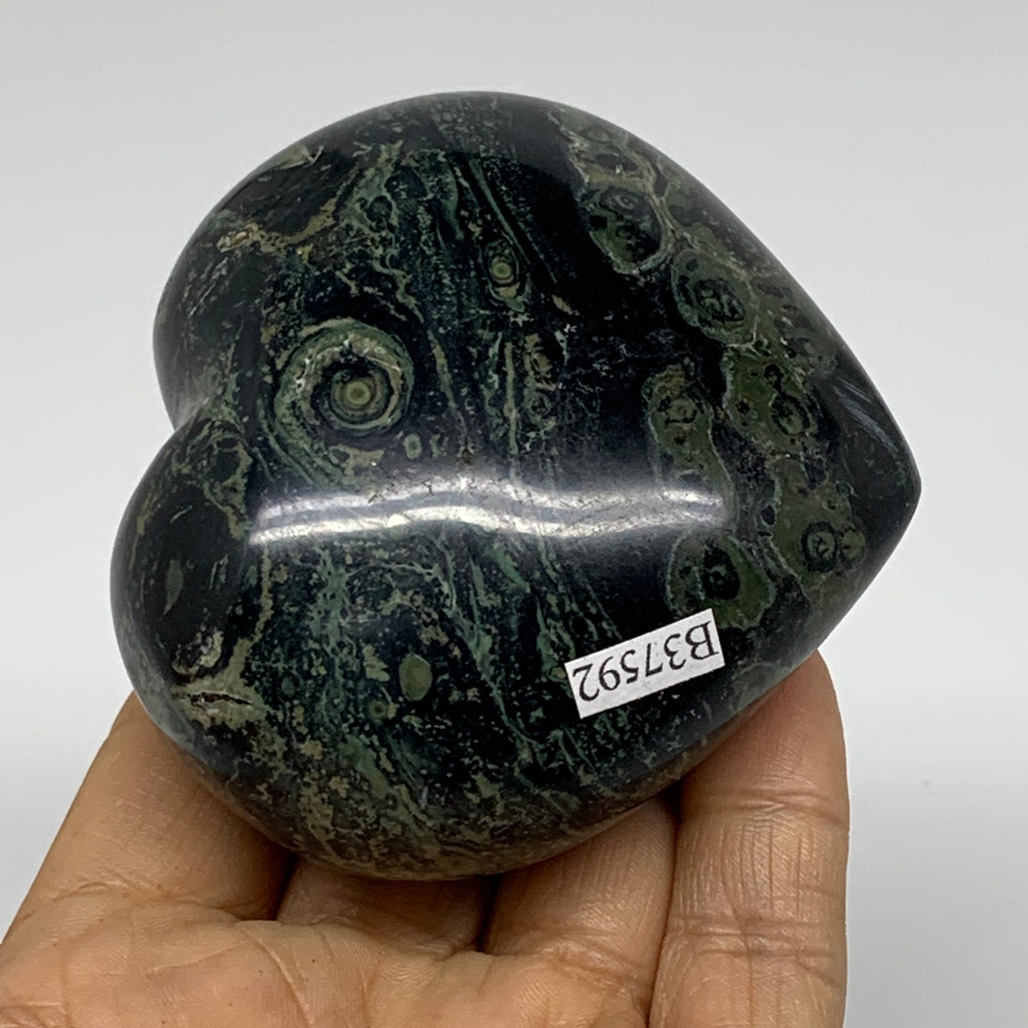 0.63 lbs, 2.7"x3"x1.6", Kambaba Jasper Heart Crocodile Polished Crystal, B37592