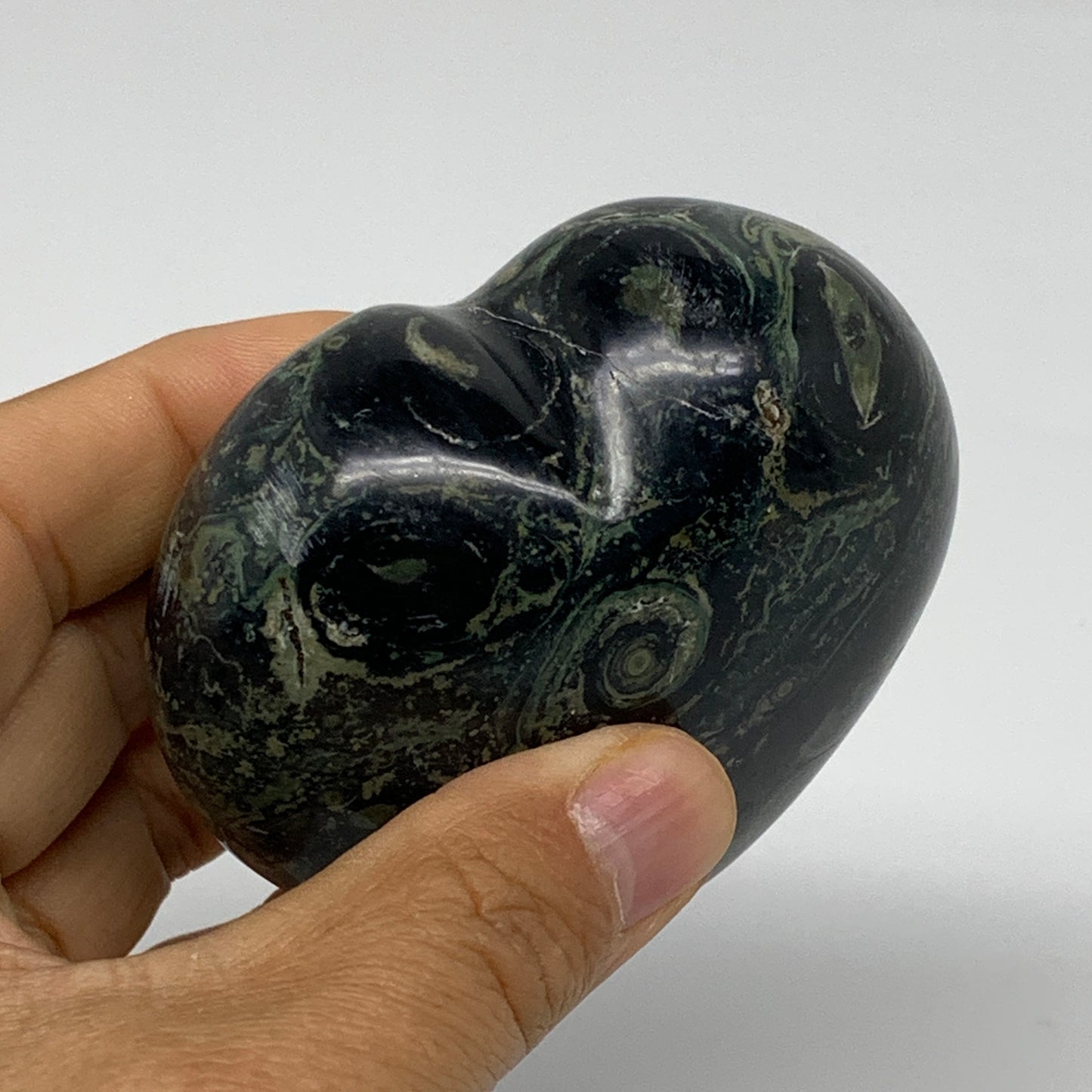 0.63 lbs, 2.7"x3"x1.6", Kambaba Jasper Heart Crocodile Polished Crystal, B37592