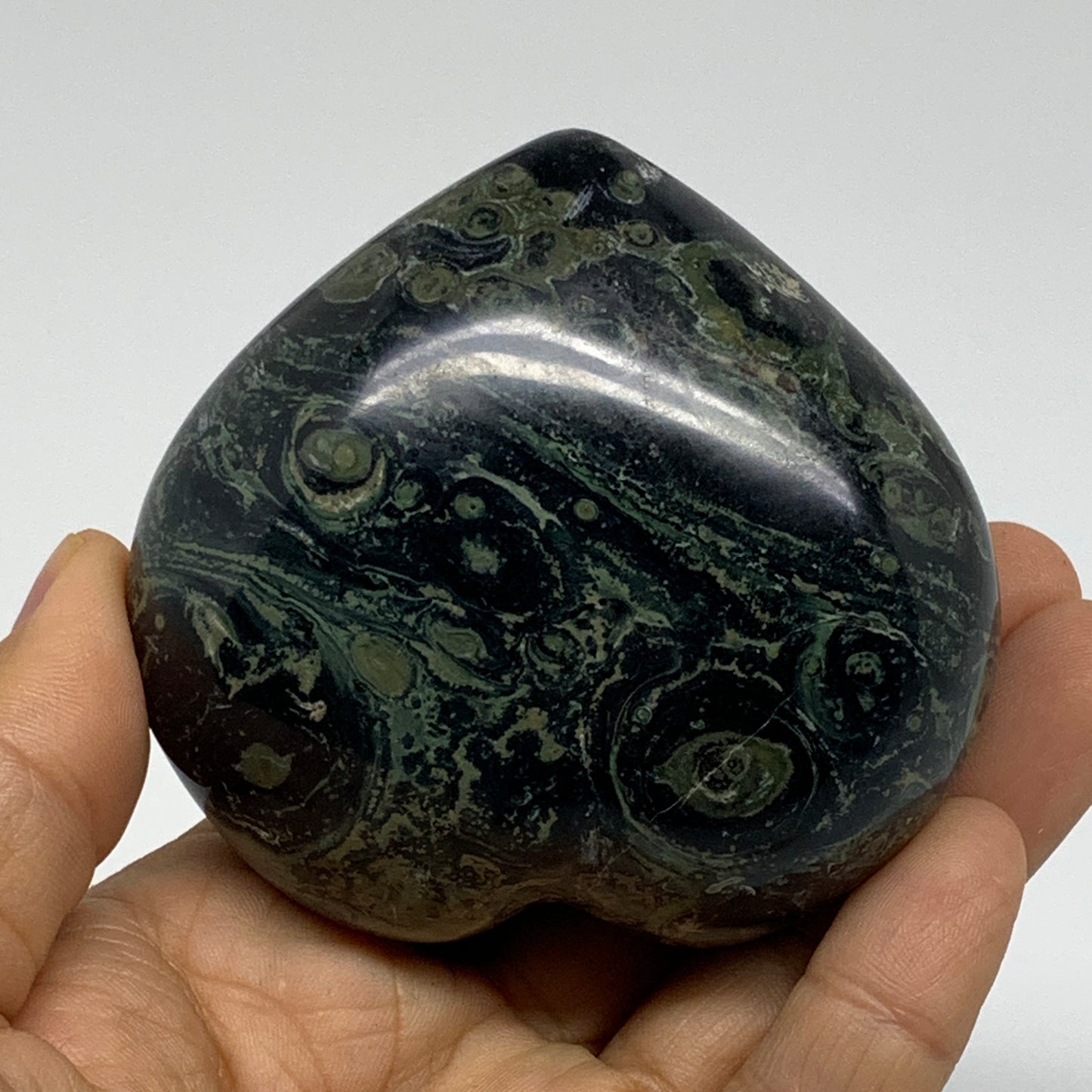 0.63 lbs, 2.7"x3"x1.6", Kambaba Jasper Heart Crocodile Polished Crystal, B37592