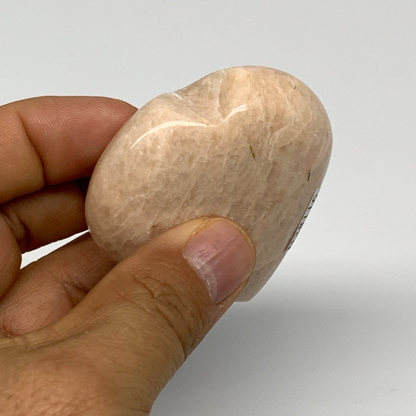83.7g, 2.1"x2.1"x0.9", Peach Moonstone Heart Crystal Polished Gemstone, B28116