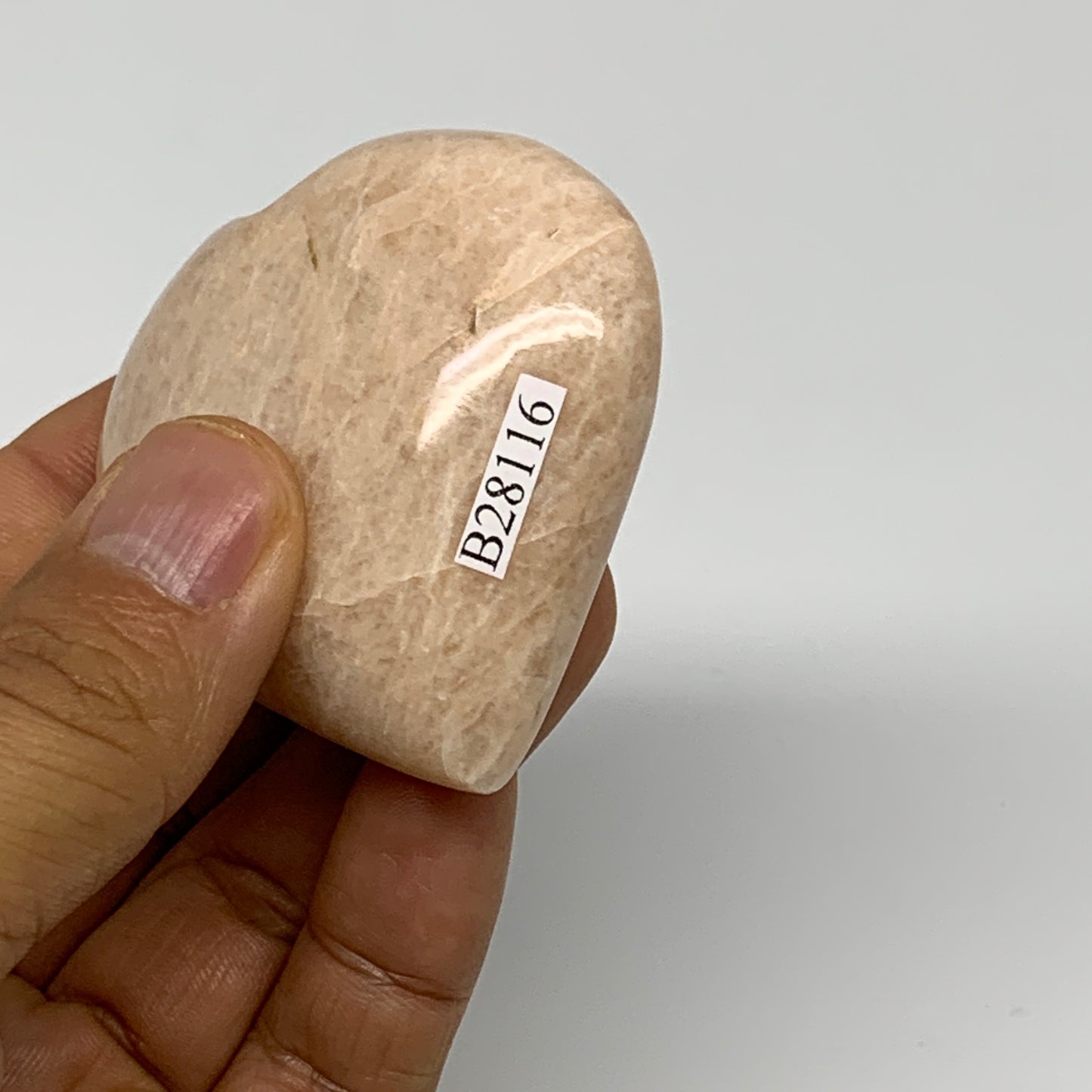 83.7g, 2.1"x2.1"x0.9", Peach Moonstone Heart Crystal Polished Gemstone, B28116