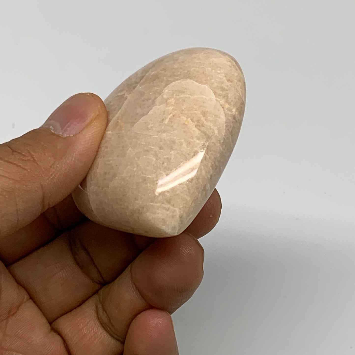 83.7g, 2.1"x2.1"x0.9", Peach Moonstone Heart Crystal Polished Gemstone, B28116