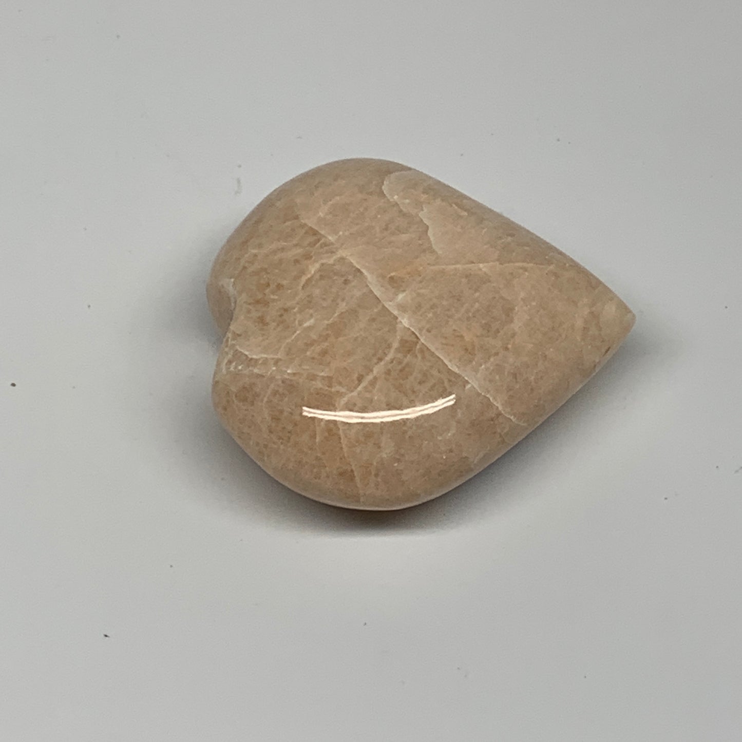 83.7g, 2.1"x2.1"x0.9", Peach Moonstone Heart Crystal Polished Gemstone, B28116