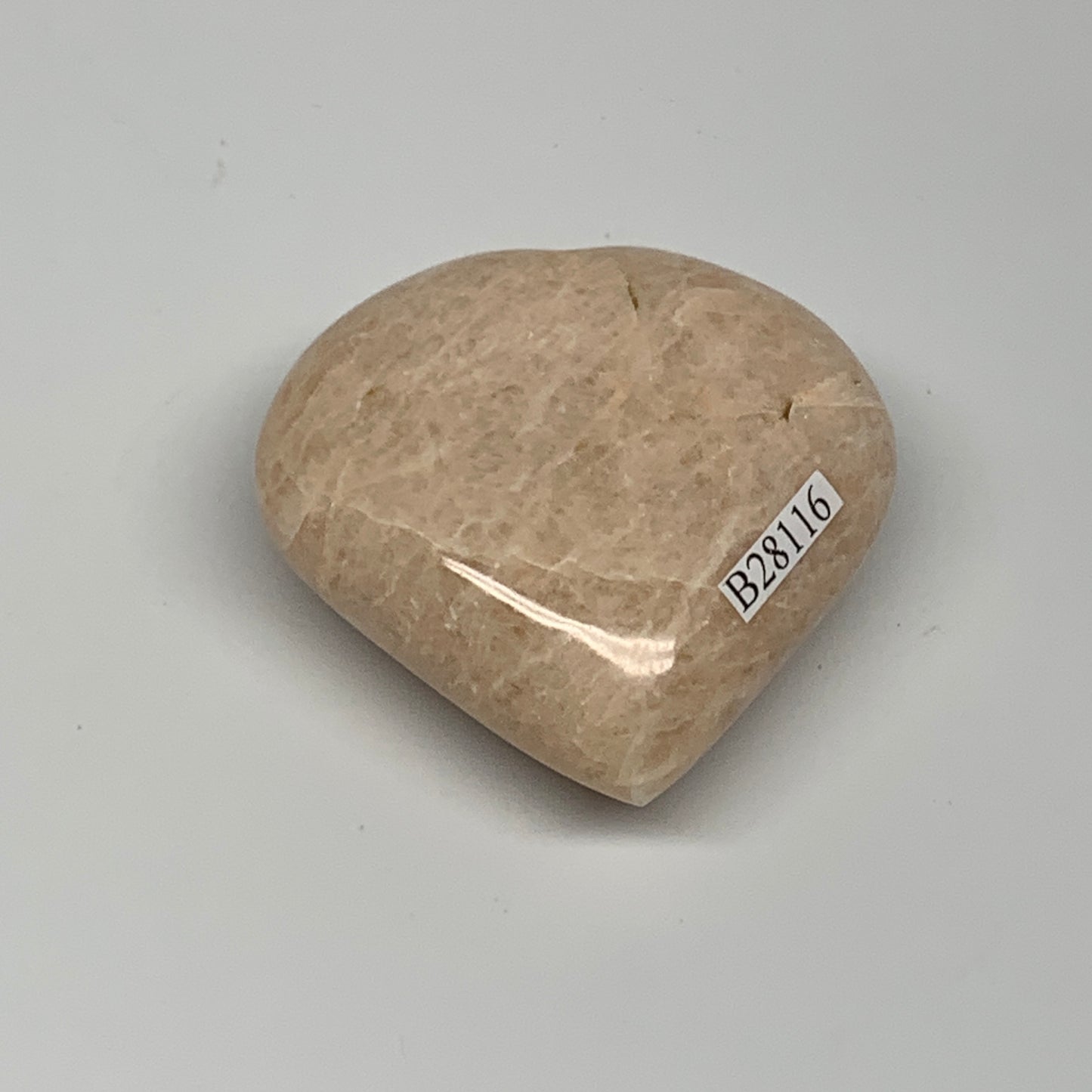 83.7g, 2.1"x2.1"x0.9", Peach Moonstone Heart Crystal Polished Gemstone, B28116