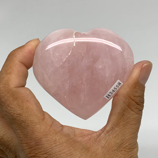 111.9g, 2.3" x 2.6" x 0.8" Rose Quartz Heart Healing Crystal @Madagascar, B34558