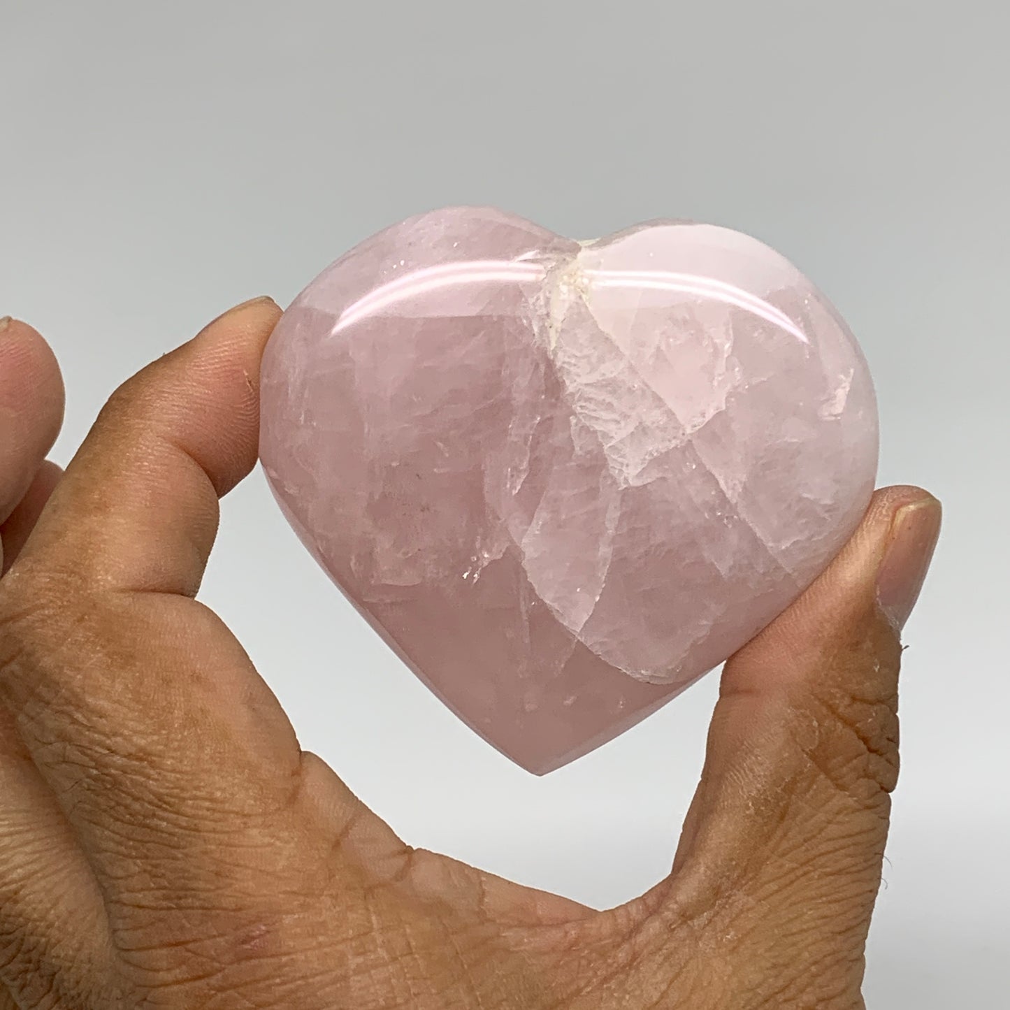 111.9g, 2.3" x 2.6" x 0.8" Rose Quartz Heart Healing Crystal @Madagascar, B34558