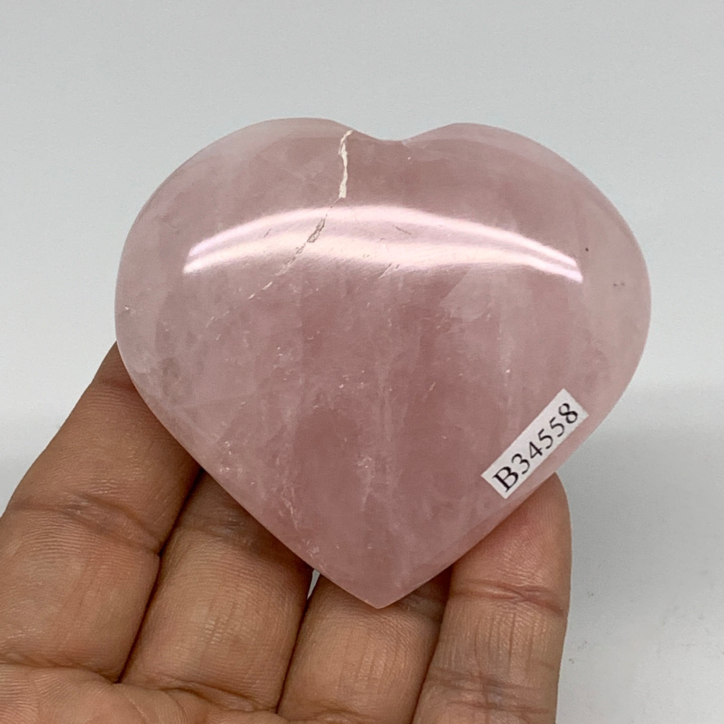 111.9g, 2.3" x 2.6" x 0.8" Rose Quartz Heart Healing Crystal @Madagascar, B34558
