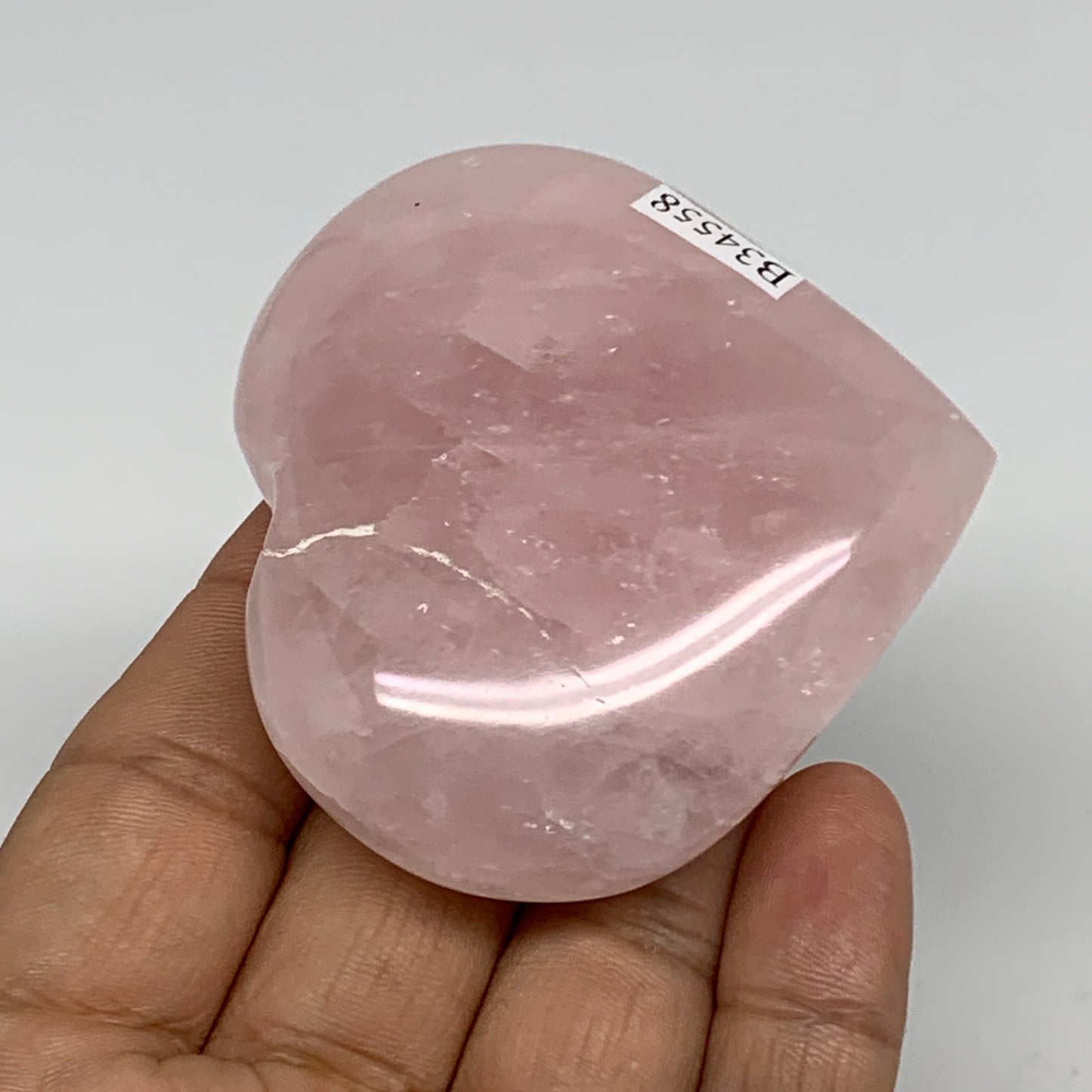 111.9g, 2.3" x 2.6" x 0.8" Rose Quartz Heart Healing Crystal @Madagascar, B34558