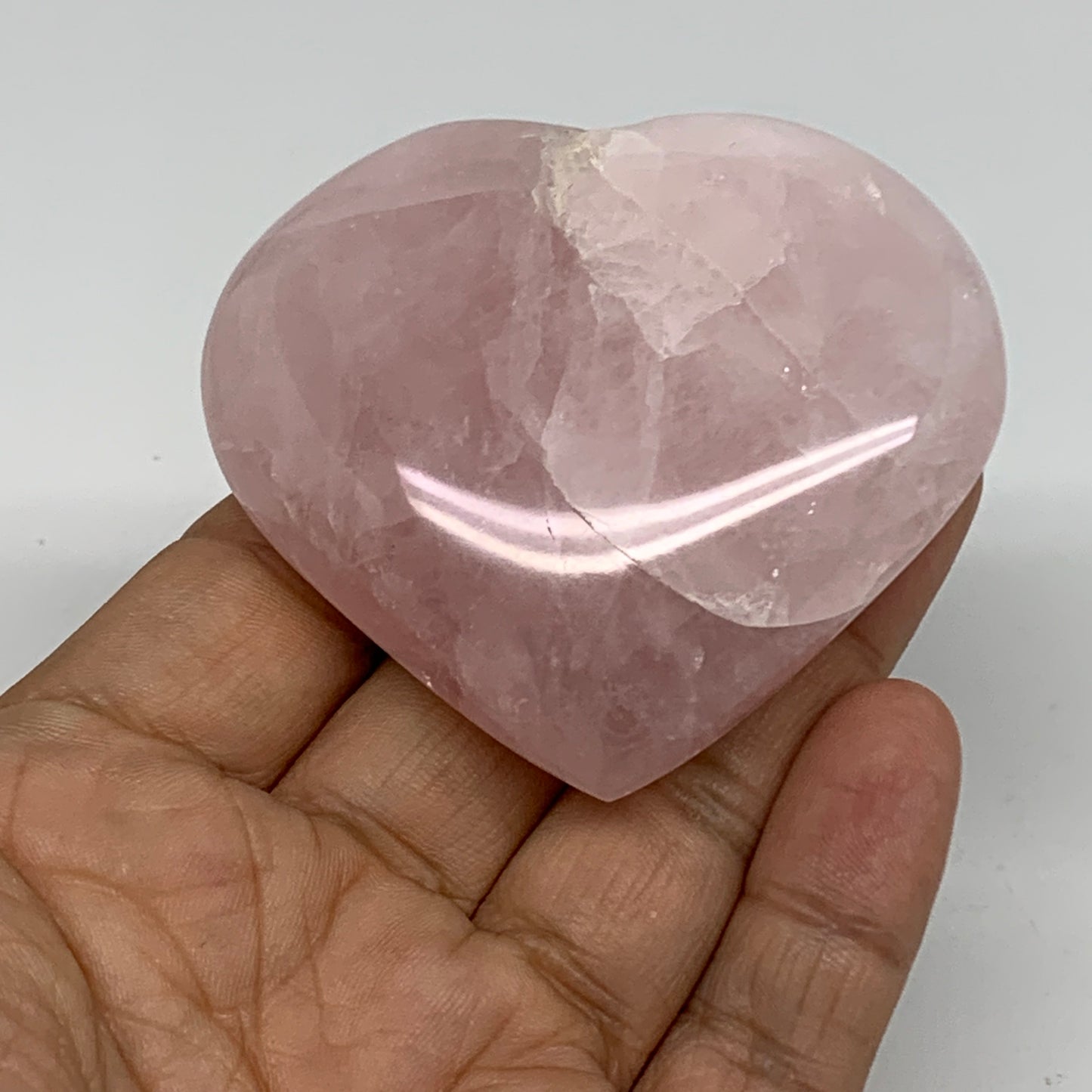 111.9g, 2.3" x 2.6" x 0.8" Rose Quartz Heart Healing Crystal @Madagascar, B34558