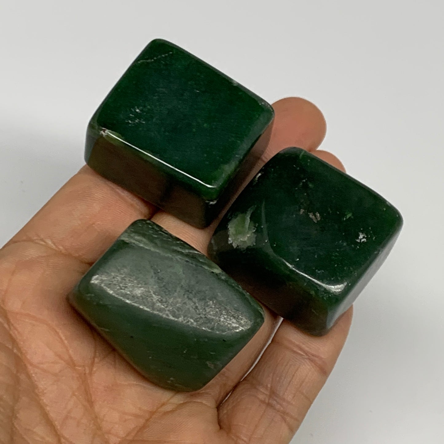 157.3g, 1.3"-1.3", 3pcs, Natural Nephrite Jade Tumbled Stone @Afghanistan,B31913