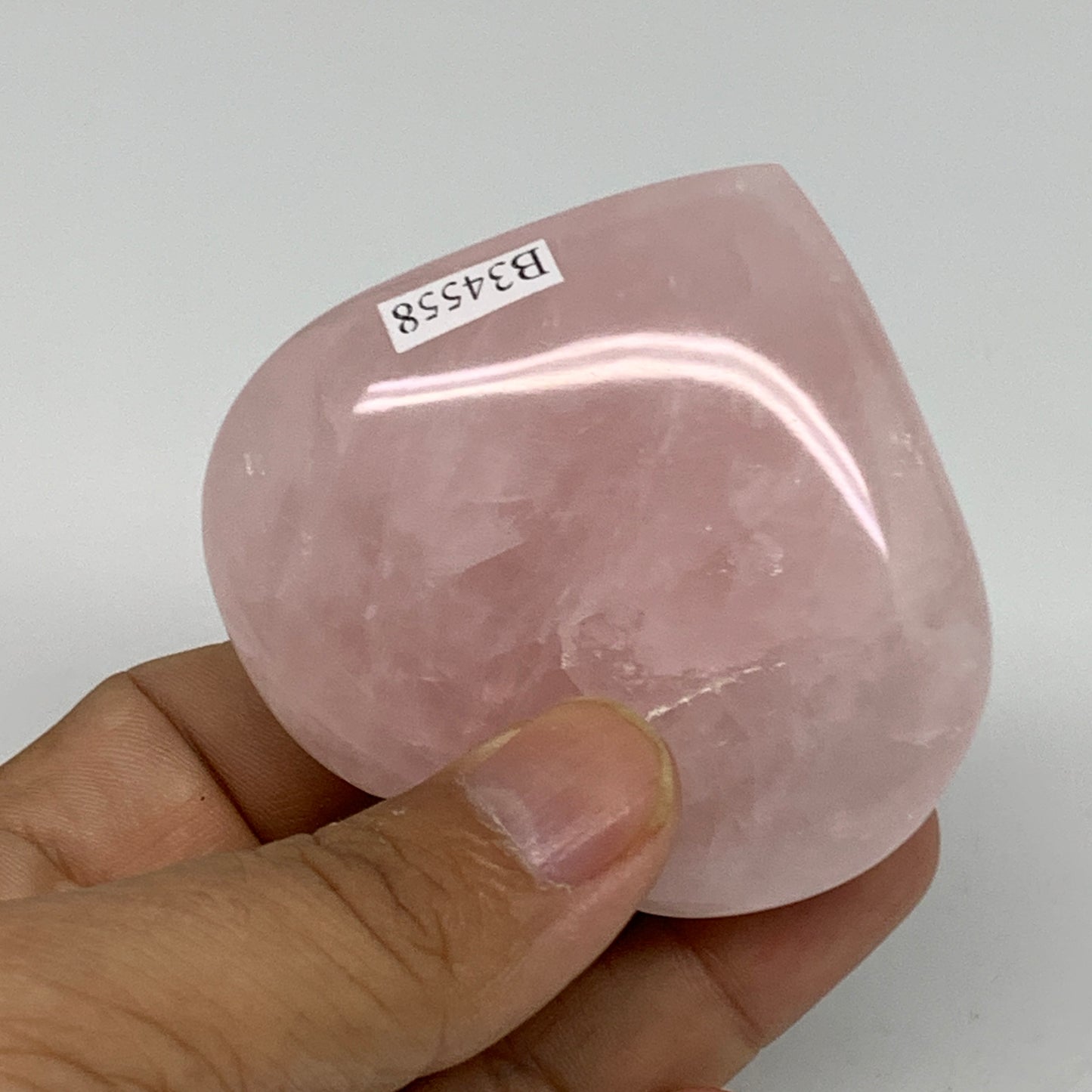 111.9g, 2.3" x 2.6" x 0.8" Rose Quartz Heart Healing Crystal @Madagascar, B34558