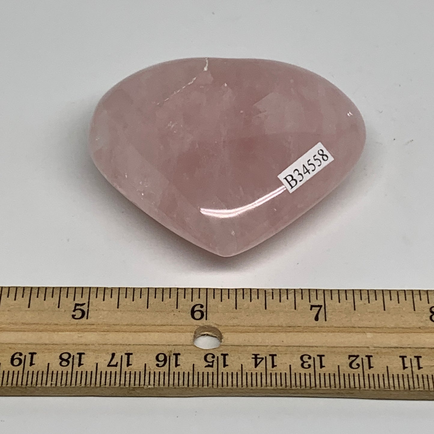 111.9g, 2.3" x 2.6" x 0.8" Rose Quartz Heart Healing Crystal @Madagascar, B34558