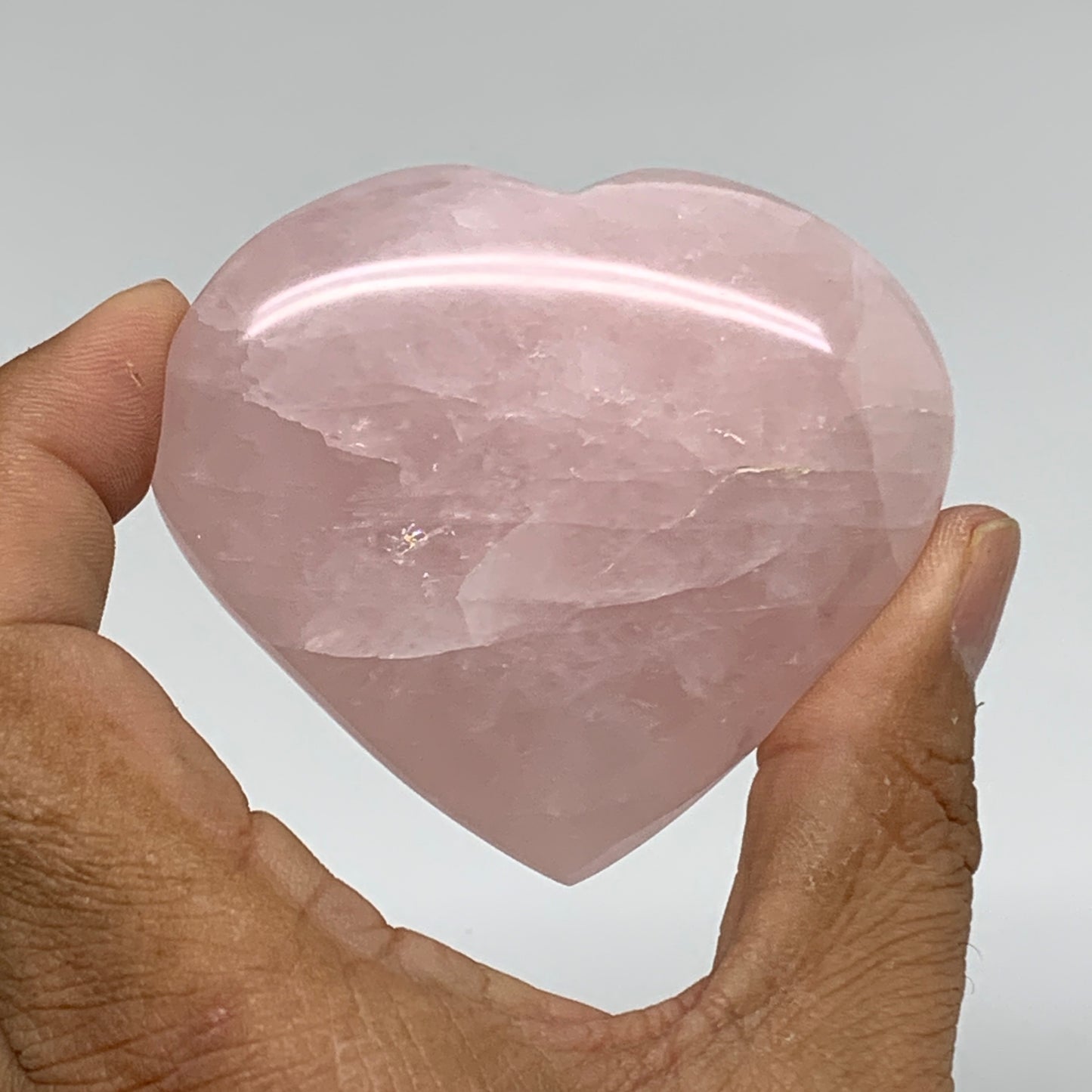 120g, 2.4" x 2.7" x 0.9" Rose Quartz Heart Healing Crystal @Madagascar, B34559