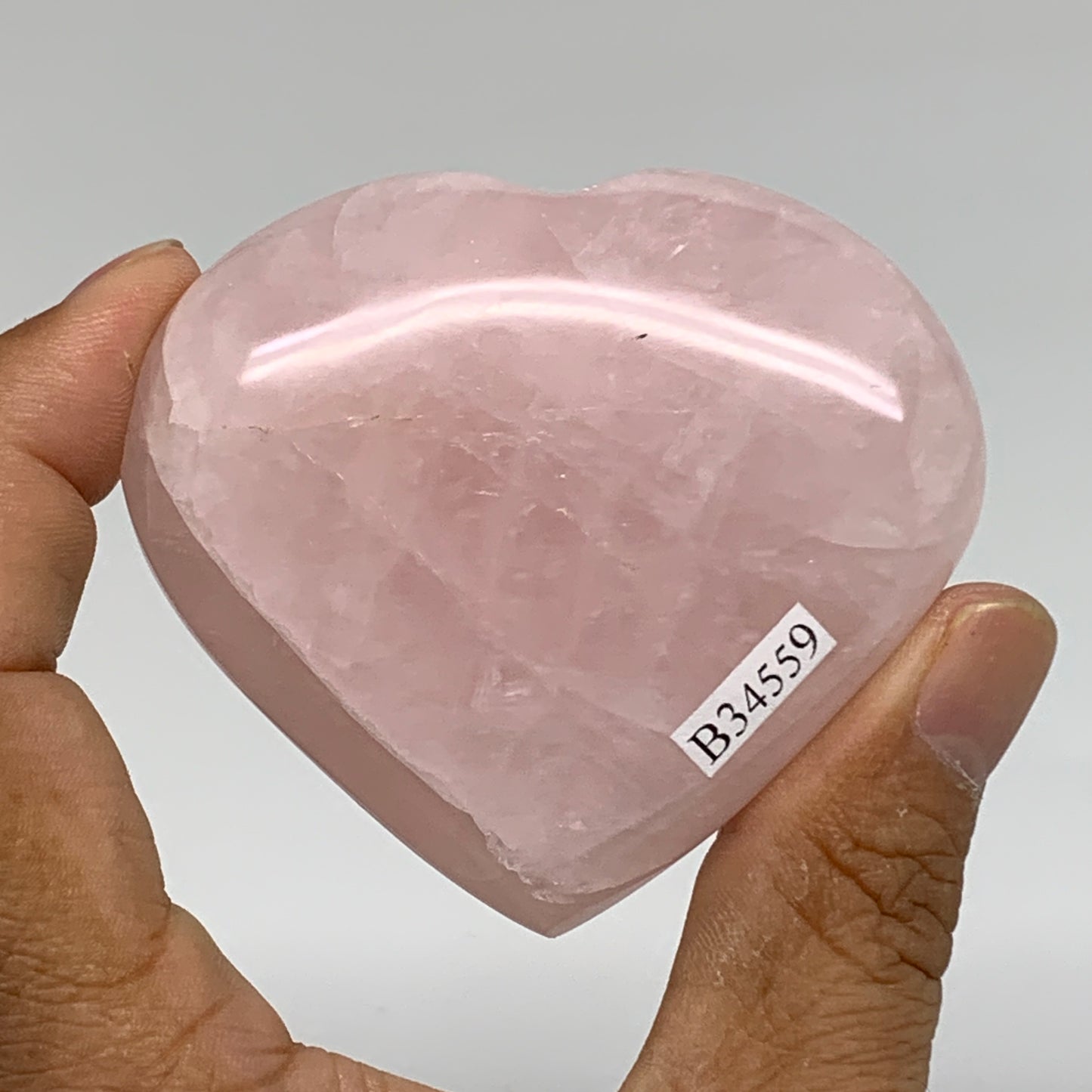 120g, 2.4" x 2.7" x 0.9" Rose Quartz Heart Healing Crystal @Madagascar, B34559