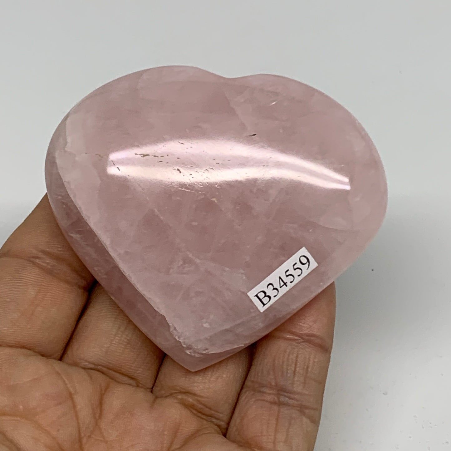 120g, 2.4" x 2.7" x 0.9" Rose Quartz Heart Healing Crystal @Madagascar, B34559
