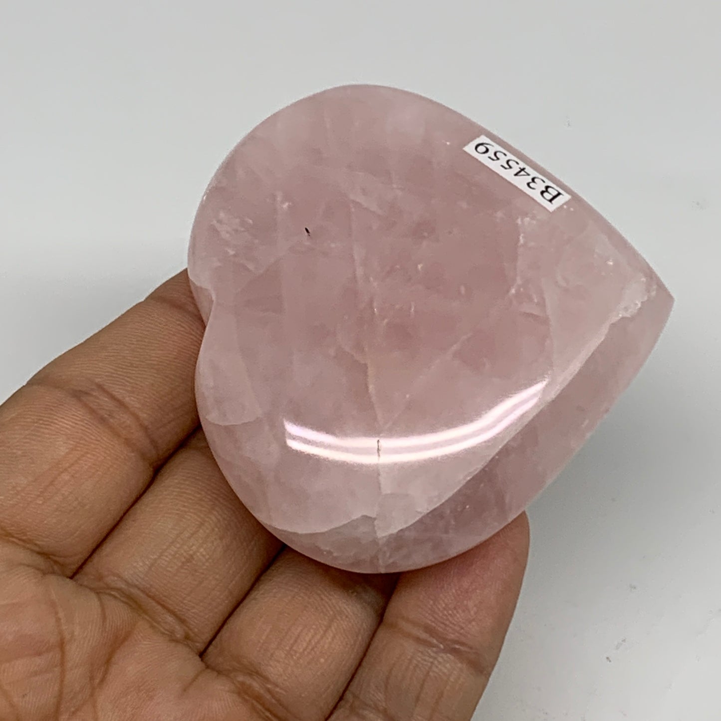 120g, 2.4" x 2.7" x 0.9" Rose Quartz Heart Healing Crystal @Madagascar, B34559