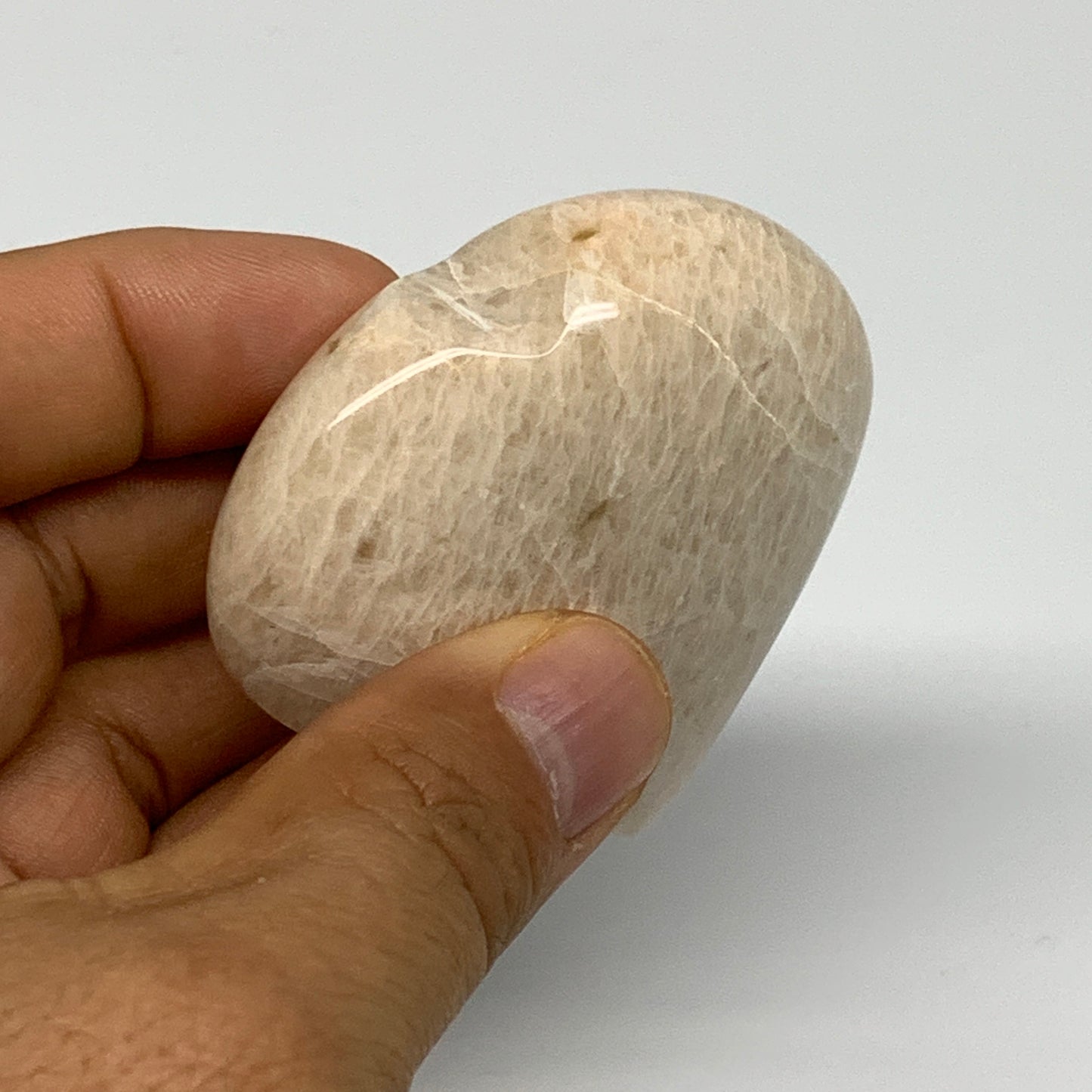 94.4g, 2.3"x2.2"x1", Peach Moonstone Heart Crystal Polished Gemstone, B28118