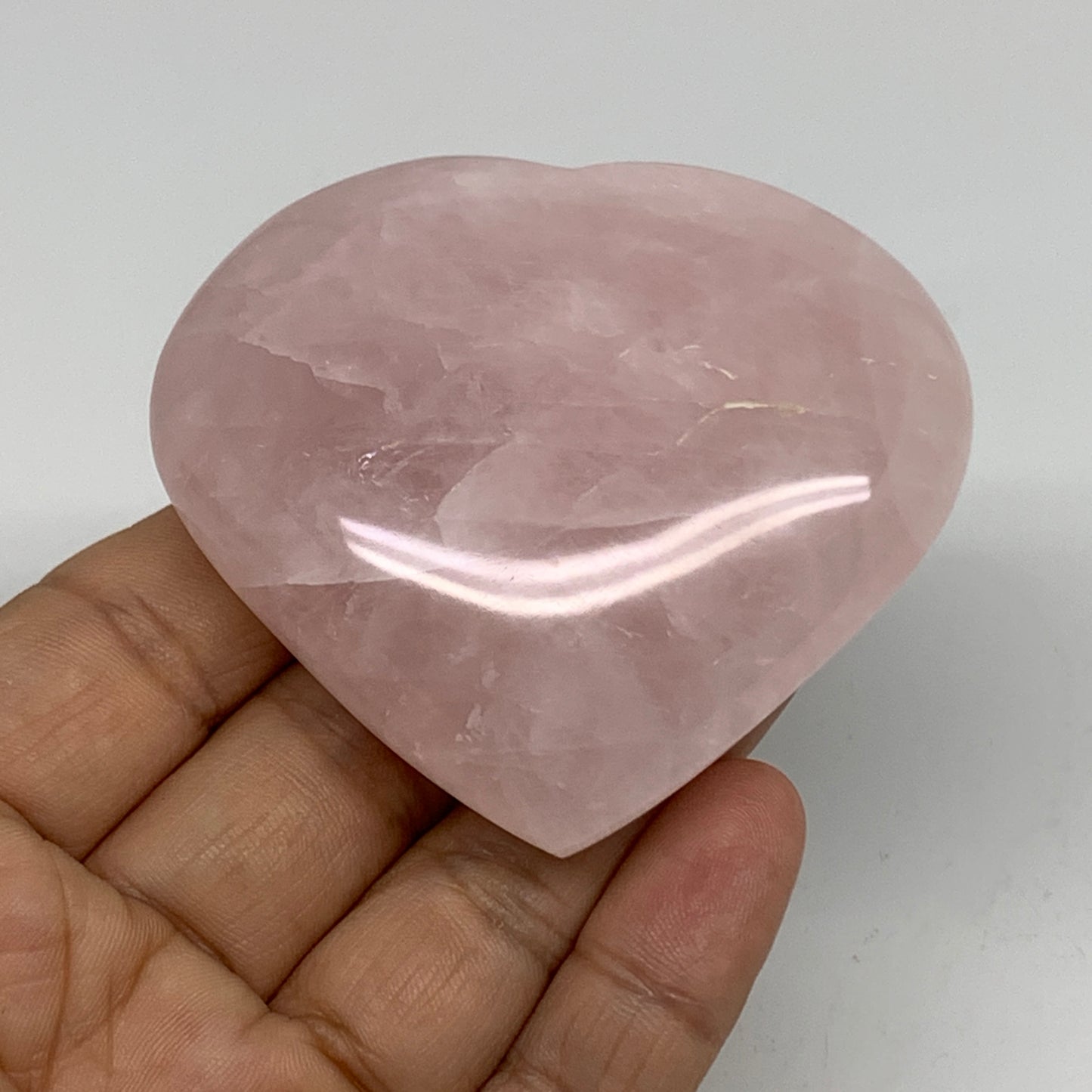 120g, 2.4" x 2.7" x 0.9" Rose Quartz Heart Healing Crystal @Madagascar, B34559