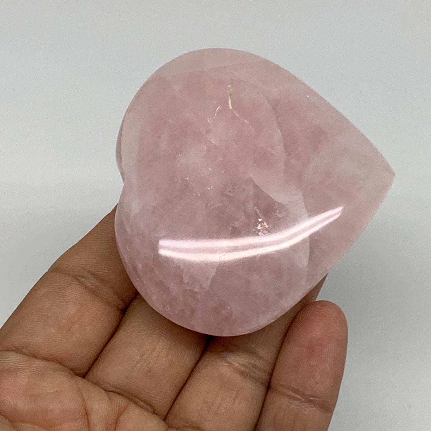 120g, 2.4" x 2.7" x 0.9" Rose Quartz Heart Healing Crystal @Madagascar, B34559