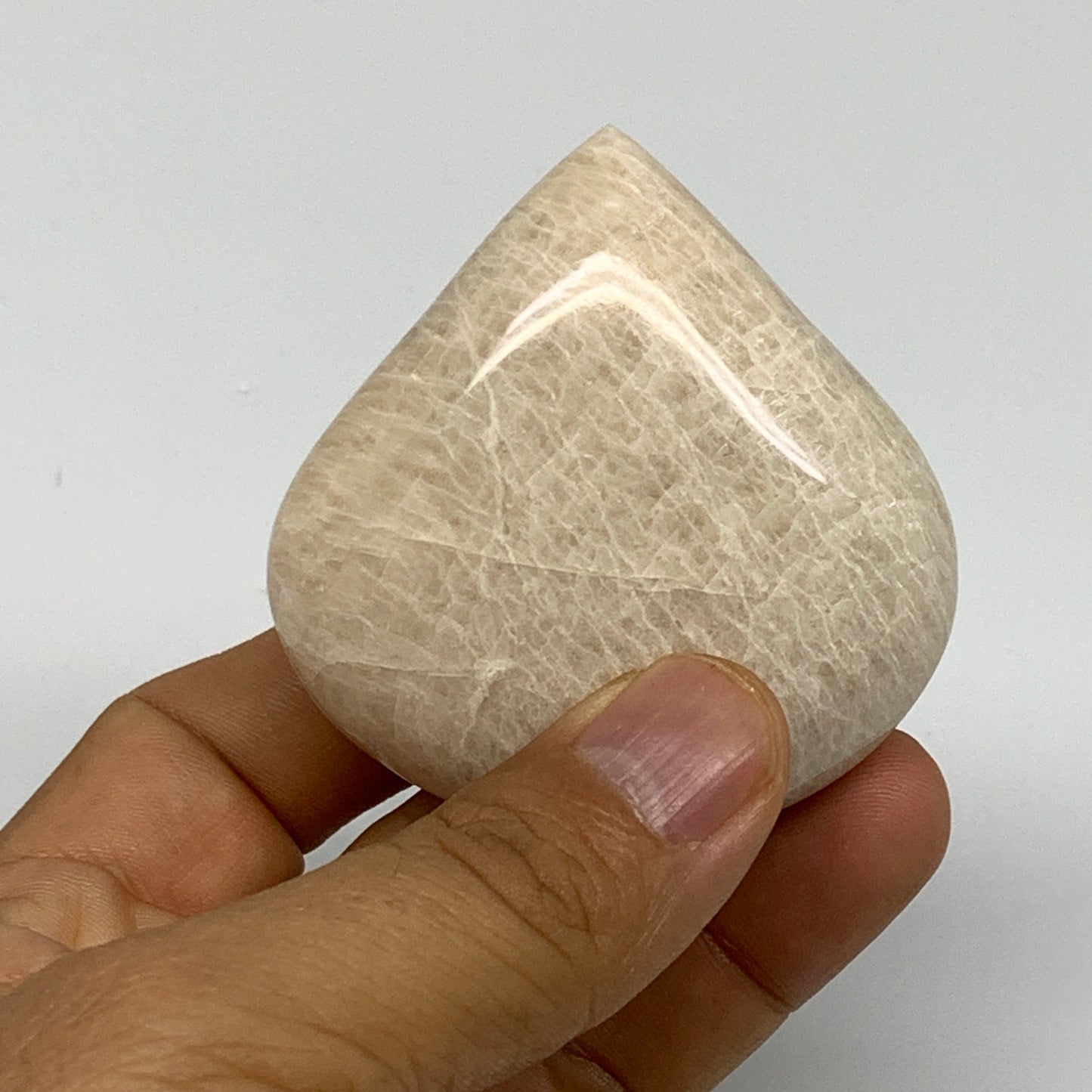94.4g, 2.3"x2.2"x1", Peach Moonstone Heart Crystal Polished Gemstone, B28118